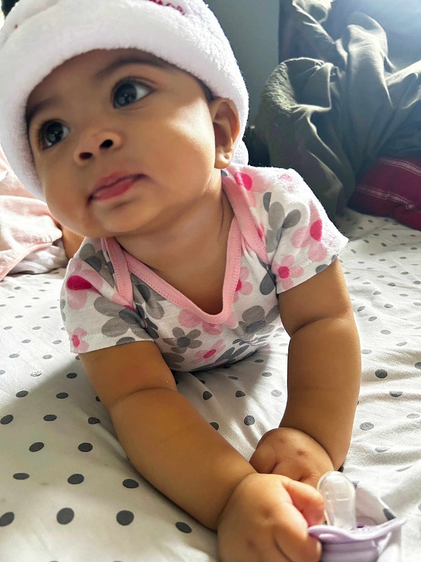 Nadia joined the competition — help win amazing prizes! baby, bodypart, bonnet, cap, clothing, crawling, face, finger, hand, happy, hat, head, medication, person, photography, pill, portrait, sitting, sleeve, smile