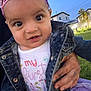 Araceli is registered to the contest to win money with this photo: baby, celebration, child, clothing, cute, denim_jacket, evening, eyes, face, grass, hand, holiday, house, outdoor, person, portrait, shirt, sky, tattoo, tiara