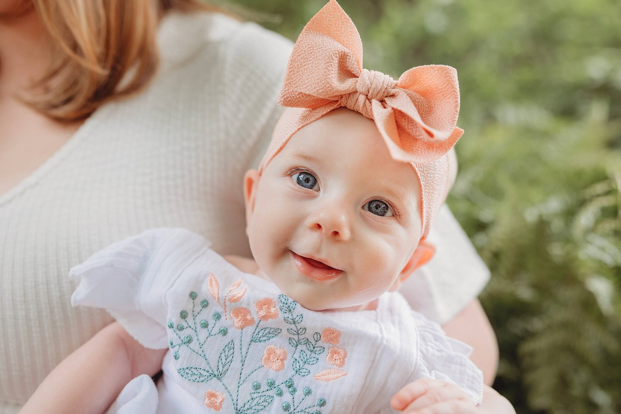 Adeline joined the competition — help win amazing prizes! baby, baby_toddler_clothing, child, costume_hat, ear, face, fashion_accessory, grass, hair_accessory, happy, hat, headgear, headwear, jewellery, lip, pattern, person, pink, skin, sleeve