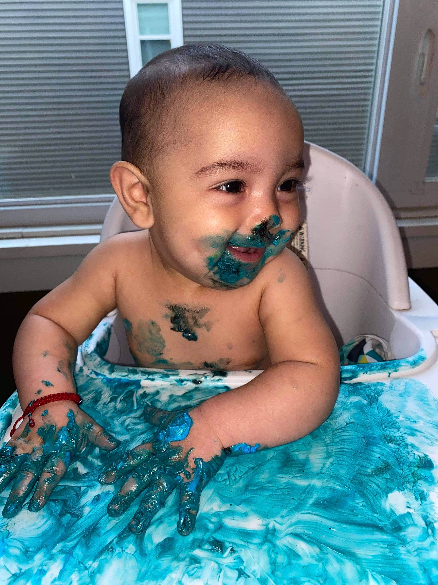 Adrian joined the competition — help win amazing prizes! aqua, azure, baby, baby_toddler_clothing, child, electric_blue, event, face, facial_expression, fun, hair, hairstyle, happy, head, iris, jewellery, person, sitting, skin, toddler