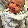 Paxton joined the competition — help win amazing prizes! baby, blanket, closeup, cute, face, head, healthcare, hospital, hospital_bed, indoors, infant, lying_down, medical, nasal_tube, newborn, patient, person, skin, smile, wrapped