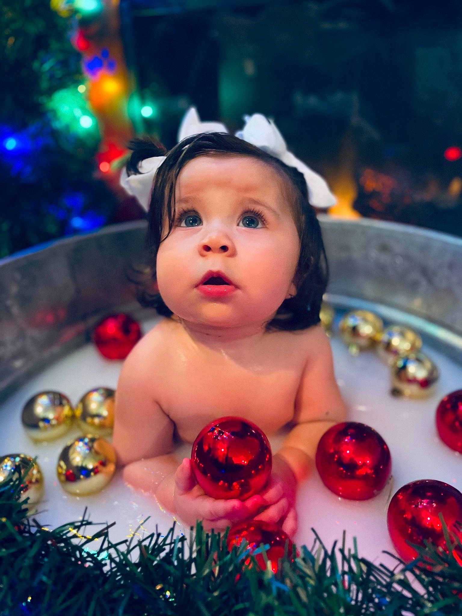Elaine joined the competition — help win amazing prizes! baby, bathing, child, christmas, christmas_decoration, christmas_eve, christmas_ornament, conifer, costume_accessory, fictional_character, fir, hair_accessory, headwear, holiday, holiday_ornament, interior_design, liquid_bubble, ornament, person, pine_family