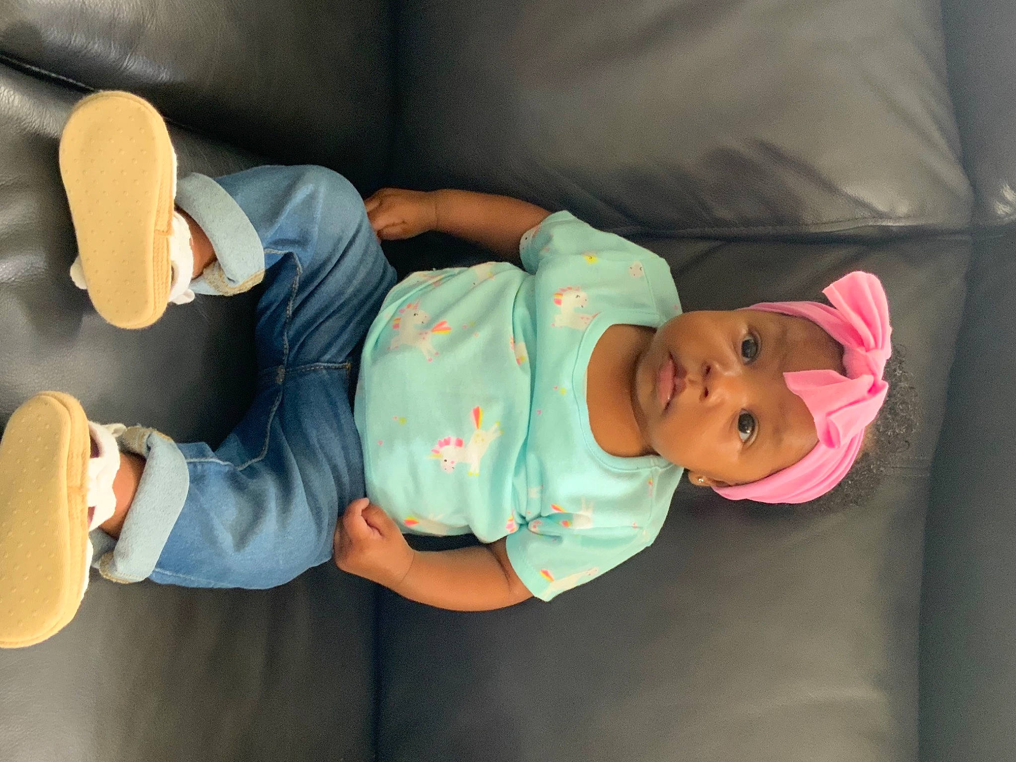 Kailynn is registered to the contest to win money with this photo: baby, baby_toddler_clothing, child, comfort, elbow, finger, fun, happy, hat, headwear, human_leg, jeans, knee, leg, leisure, person, product, room, sleeve, t_shirt