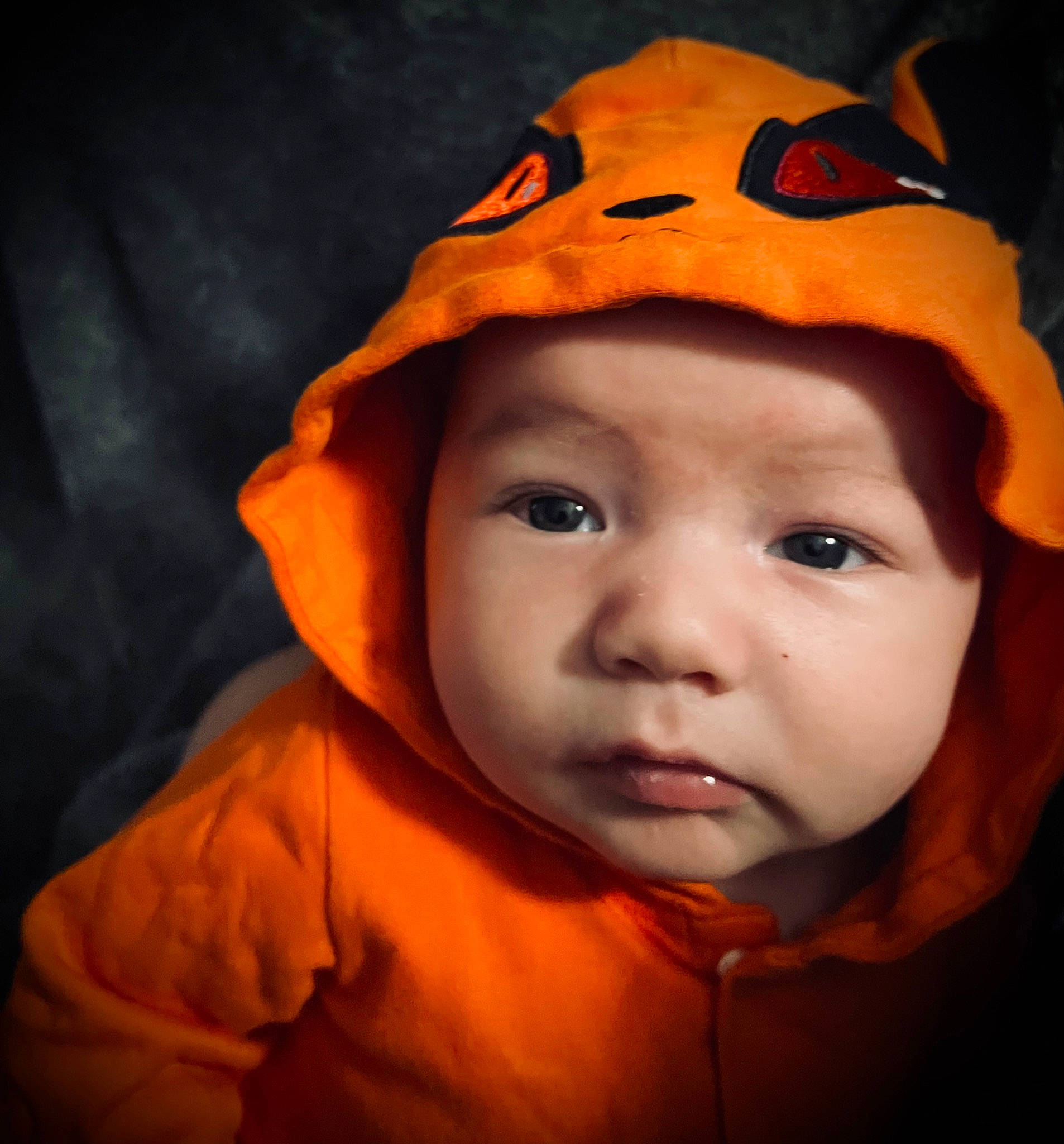 Rowan joined the competition — help win amazing prizes! baby, cap, cheek, cool, eyebrow, flash_photography, fun, happy, head, headgear, headwear, helmet, iris, lip, mouth, nose, orange, outerwear, person, personal_protective_equipment