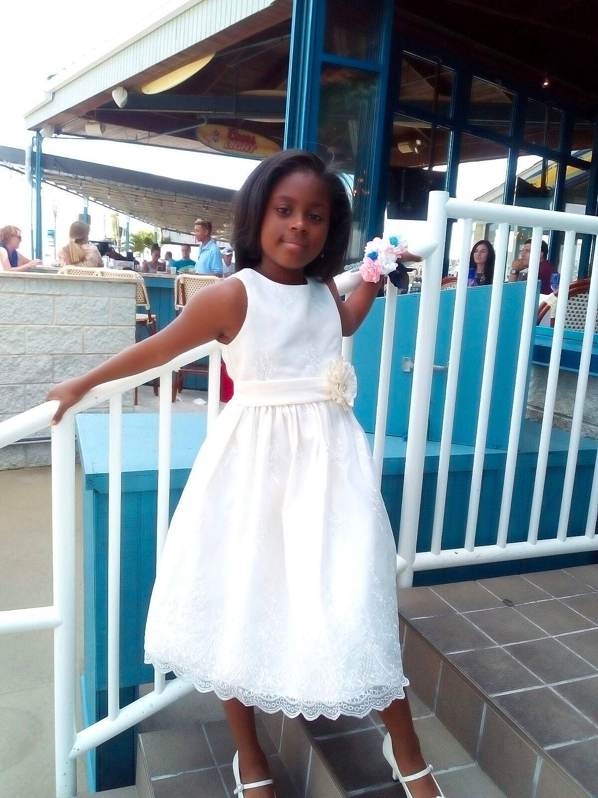 Camille is registered to the contest to win money with this photo: beauty, blurred, child, child_model, clothing, dress, fashion_design, joy, person, photography, shoulder, smile, snapshot, waist, white