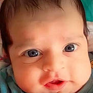 Ved joined the competition — help win amazing prizes! baby, blue_eyes, child, chubby_cheeks, close_up, clothing, cute, expression, face, finger, head, human, indoor, infant, looking, person, portrait, skin, soft_lighting, young