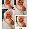 baby, sleeping, collage, orange_headband, blanket, cute, infant, child, pink_butterfly, heart, wrapped, adorable, resting, portrait, small_hand, peaceful, soft_light, comfortable, young_child, indoor