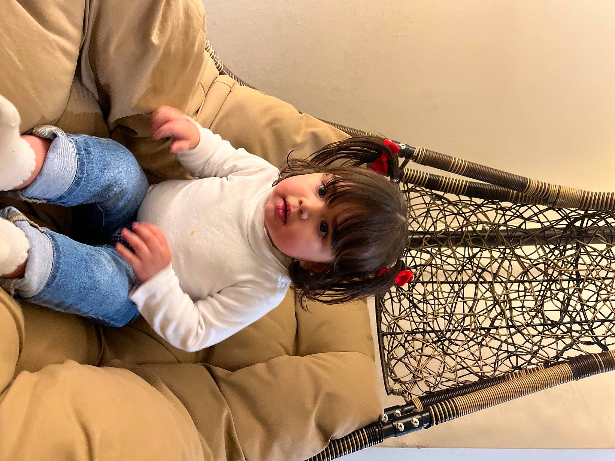 Alaia joined the competition — help win amazing prizes! baby, baby_sleeping, child, comfort, couch, denim, elbow, foot, fun, gesture, happy, human_leg, knee, leisure, nap, pattern, person, sitting, sleep, thigh