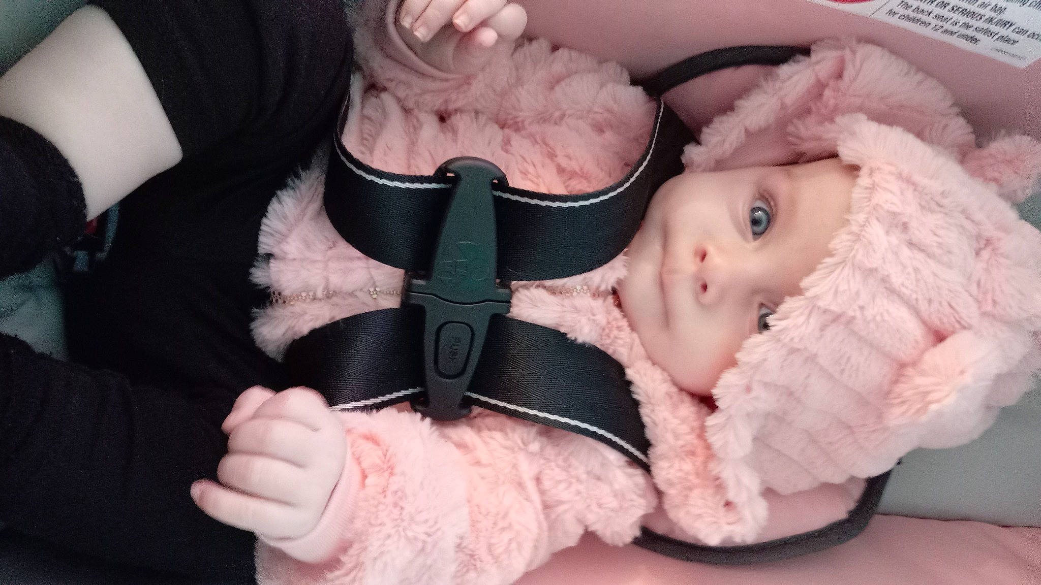 Alaina joined the competition — help win amazing prizes! baby, baby_toddler_clothing, cheek, comfort, dress, eye, eyebrow, eyelash, finger, gesture, hand, head, headgear, headwear, human_body, lip, nail, person, pink, skin
