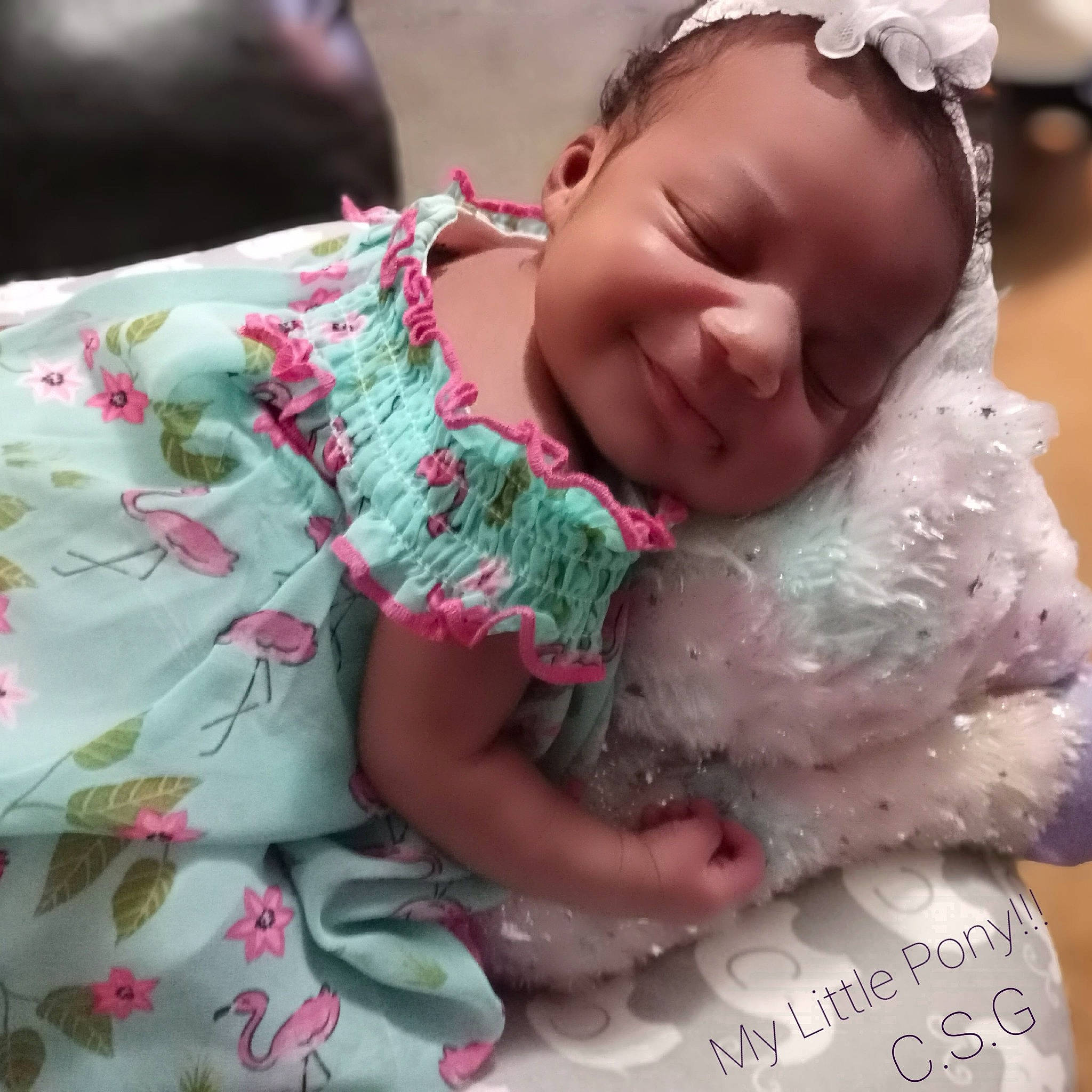 Ca'Miyah joined the competition — help win amazing prizes! baby, baby_toddler_clothing, cheek, child, dress, event, face, finger, fun, gesture, grass, happy, head, pattern, person, pink, skin, sleeve, smile, textile