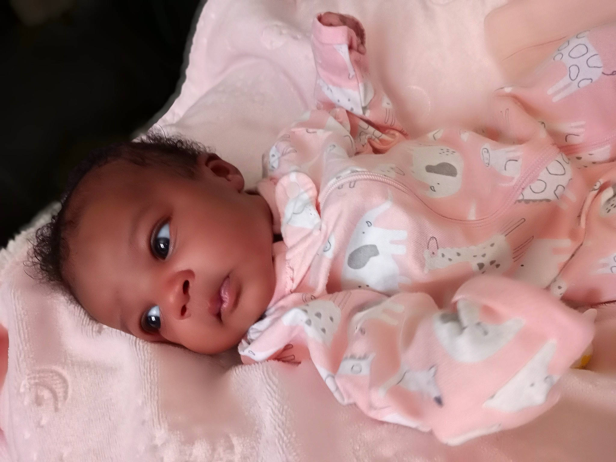 Ca'Miyah is registered to the contest to win money with this photo: baby, baby_toddler_clothing, cheek, child, chin, close_up, eyebrow, eyelash, happy, headgear, human_body, iris, lip, mouth, nose, person, pink, skin, textile, toddler