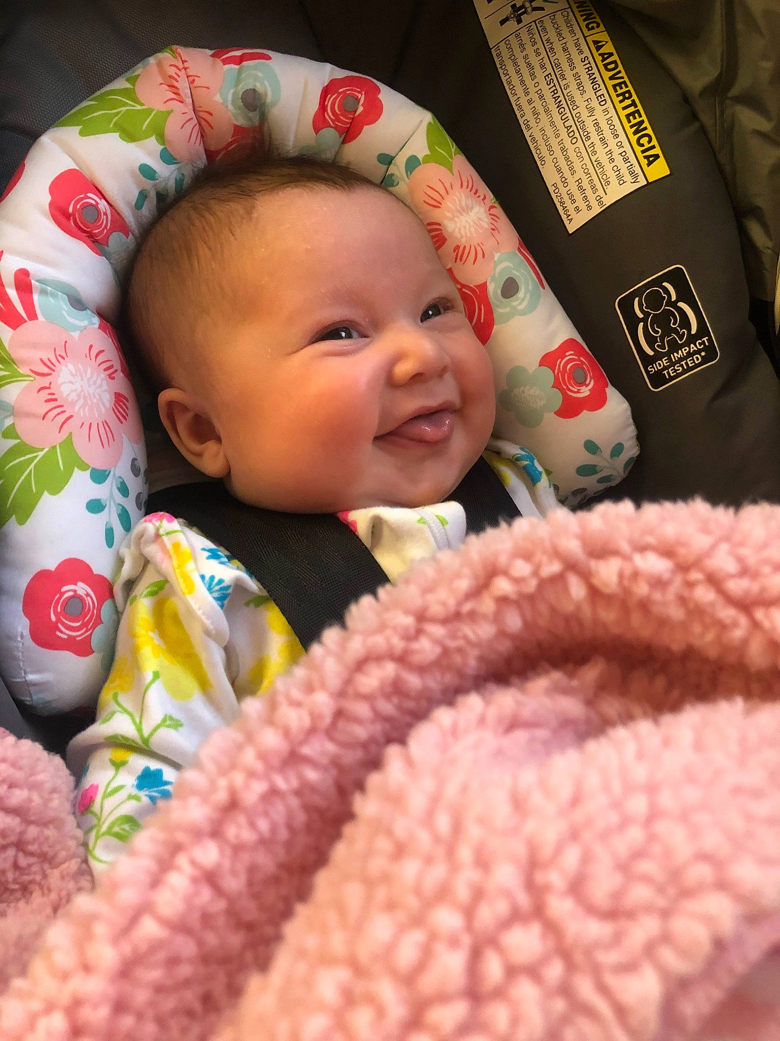 Malayna joined the competition — help win amazing prizes! baby, baby_products, blanket, cheek, child, eye, face, head, iris, linens, lip, person, pink, product, skin, textile, toddler, wool