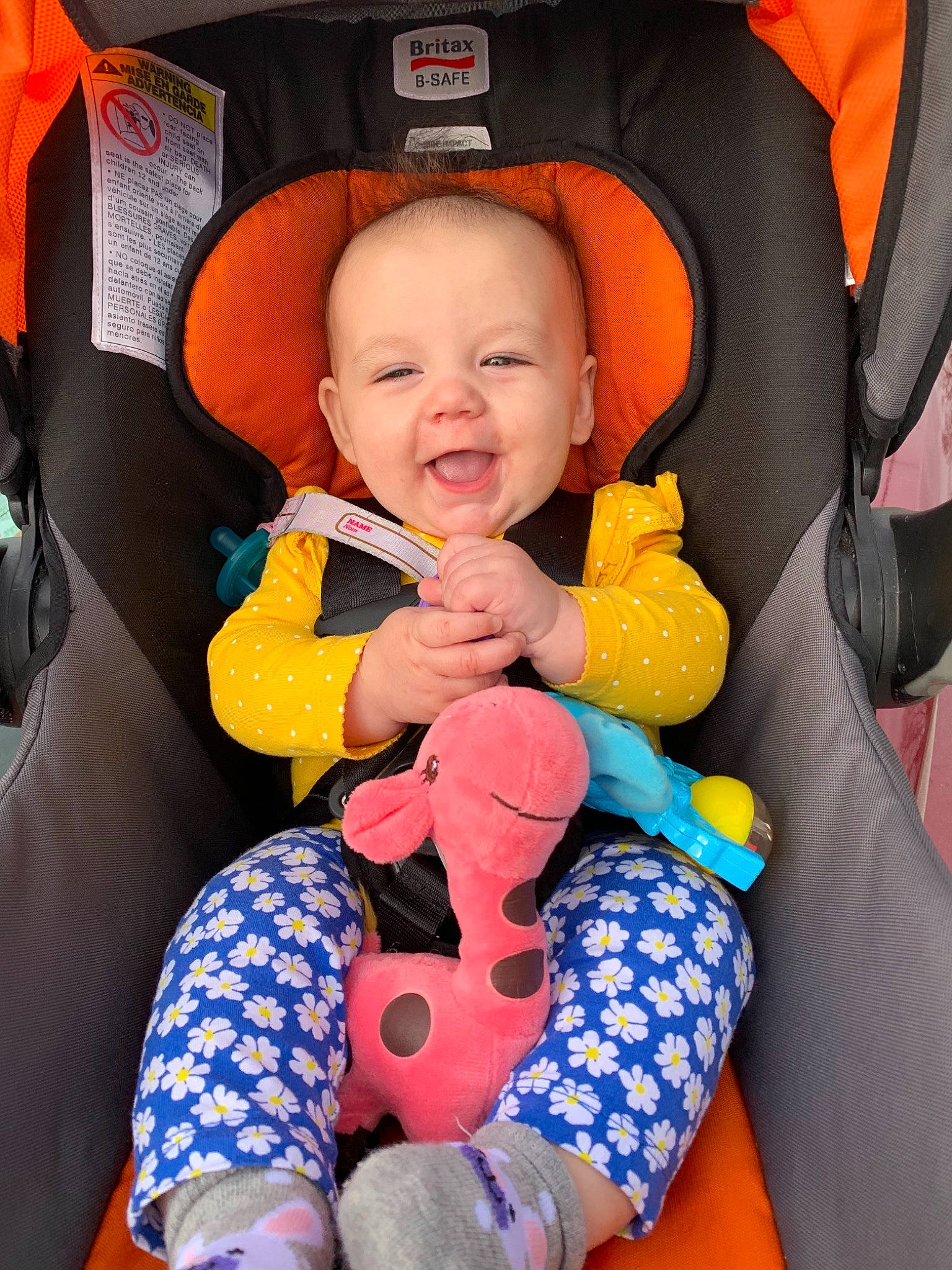 Lanie joined the competition — help win amazing prizes! baby_carriage, baby_products, car_seat, child, day, fun, infant, person, play, product, skin, smile, stuffed_toy, textile, toddler, toy