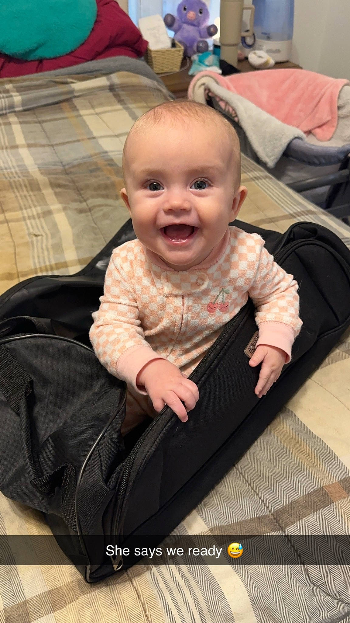 Georgia joined the competition — help win amazing prizes! baby, baby_products, baby_toddler_clothing, chair, cheek, child, comfort, eye, facial_expression, flash_photography, flooring, fun, hairstyle, happy, person, sitting, skin, sleeve, smile, toddler