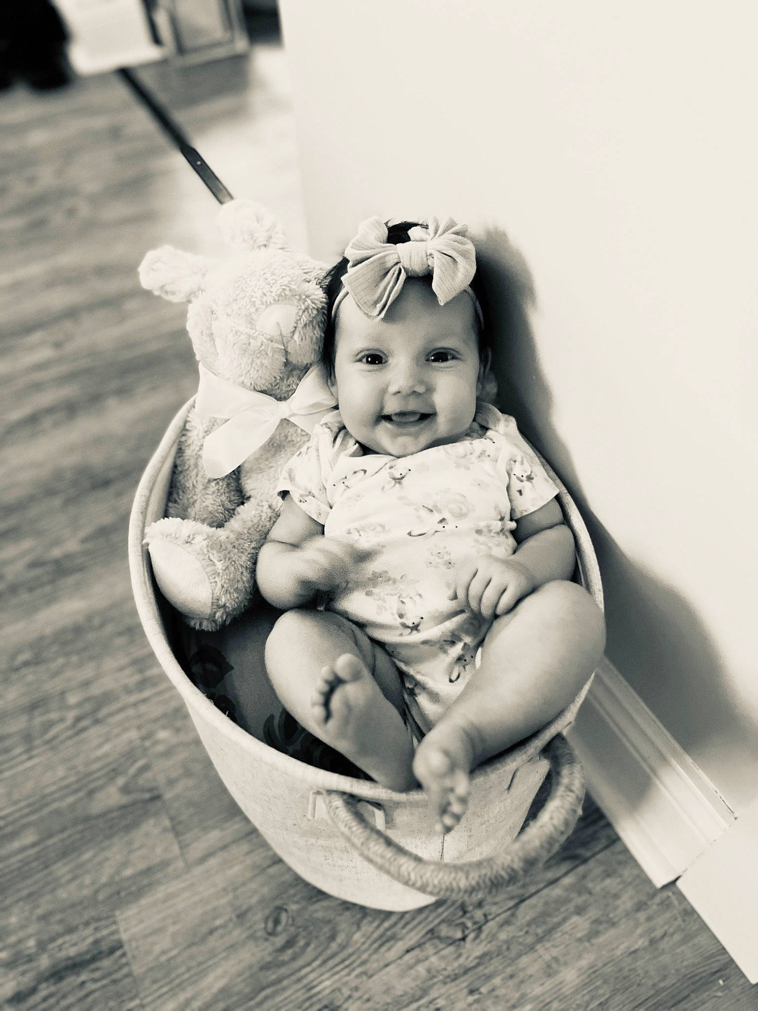Mattea joined the competition — help win amazing prizes! baby, baby_toddler_clothing, black_and_white, chair, child, eye, fashion_accessory, flash_photography, fun, gesture, happy, headgear, headwear, human_body, jewellery, monochrome, monochrome_photography, person, playing_with_kids, smile