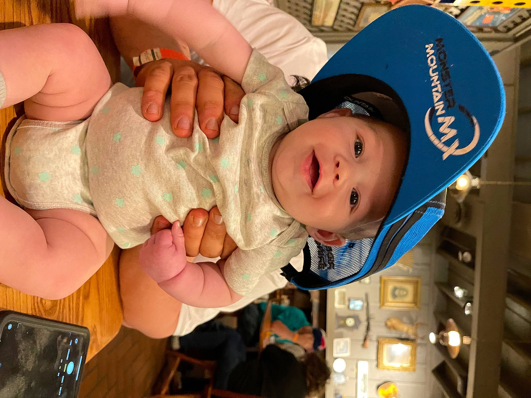 Bentlee is registered to the contest to win money with this photo: arm, baby, baby_toddler_clothing, baseball_cap, cap, chest, child, eye, finger, fun, gesture, hand, hat, headgear, headwear, mouth, nail, person, pink, skin
