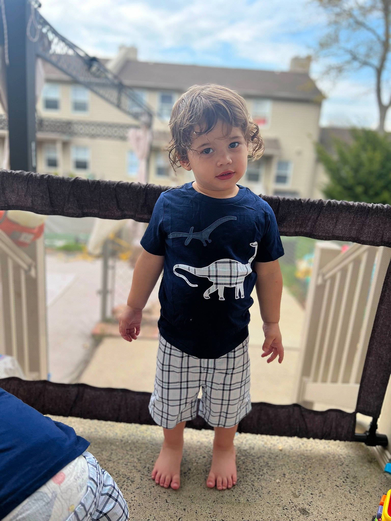 Vidal joined the competition — help win amazing prizes! child, cool, electric_blue, fun, grass, happy, leisure, morning, pattern, person, plaid, public_space, recreation, sky, sleeve, standing, t_shirt, tartan, toddler, tree