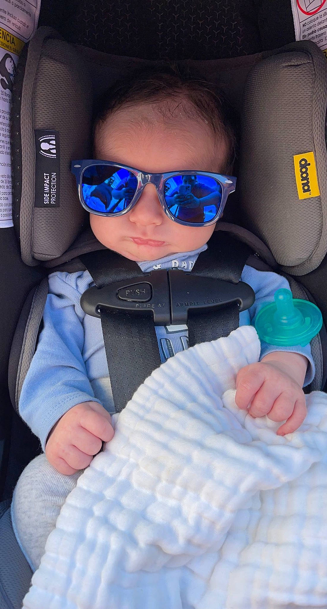 Hollis joined the competition — help win amazing prizes! arm, azure, baby, baby_toddler_clothing, car_seat, comfort, cool, eyewear, finger, glasses, goggles, headgear, outerwear, person, product, sleeve, sports_gear, sunglasses, thumb, toddler
