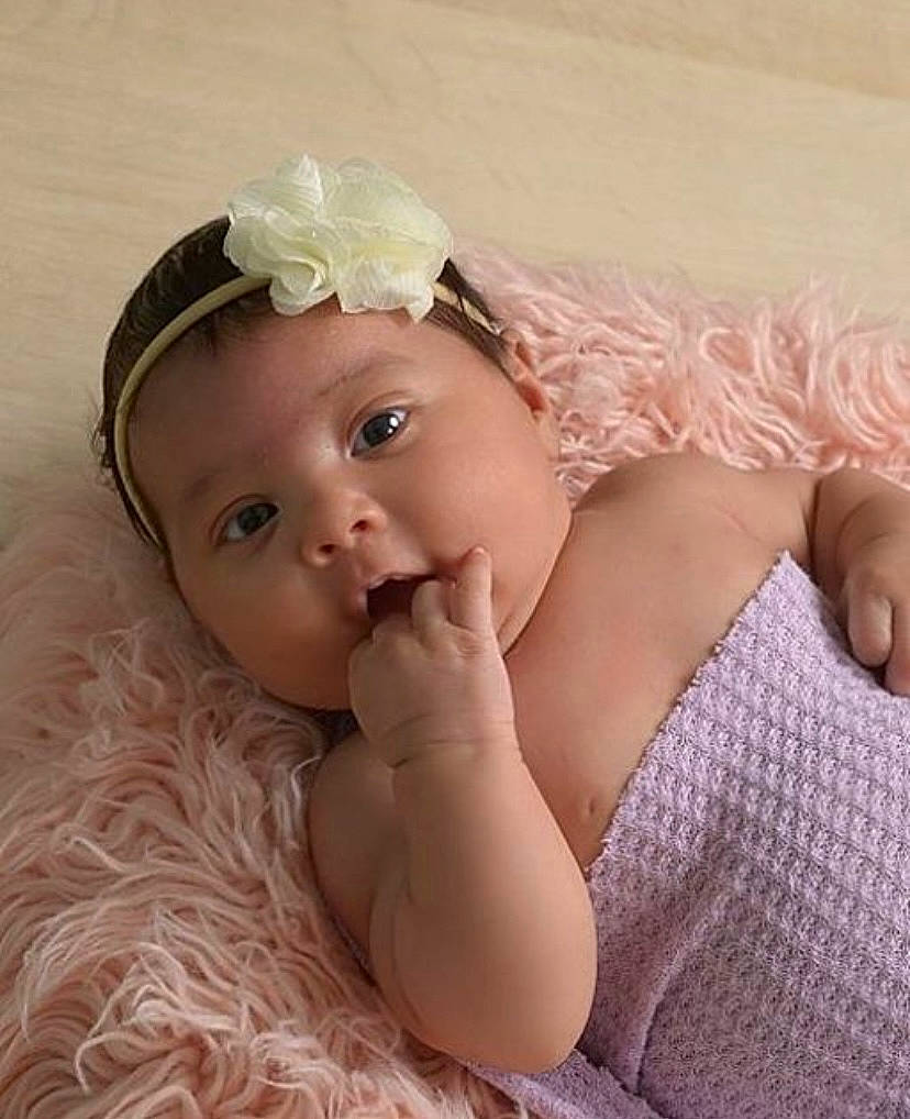 Alani joined the competition — help win amazing prizes! baby, baby_toddler_clothing, child, ear, eye, eyebrow, eyelash, face, flash_photography, hairstyle, happy, headband, headgear, headpiece, iris, jewellery, lip, person, pink, skin