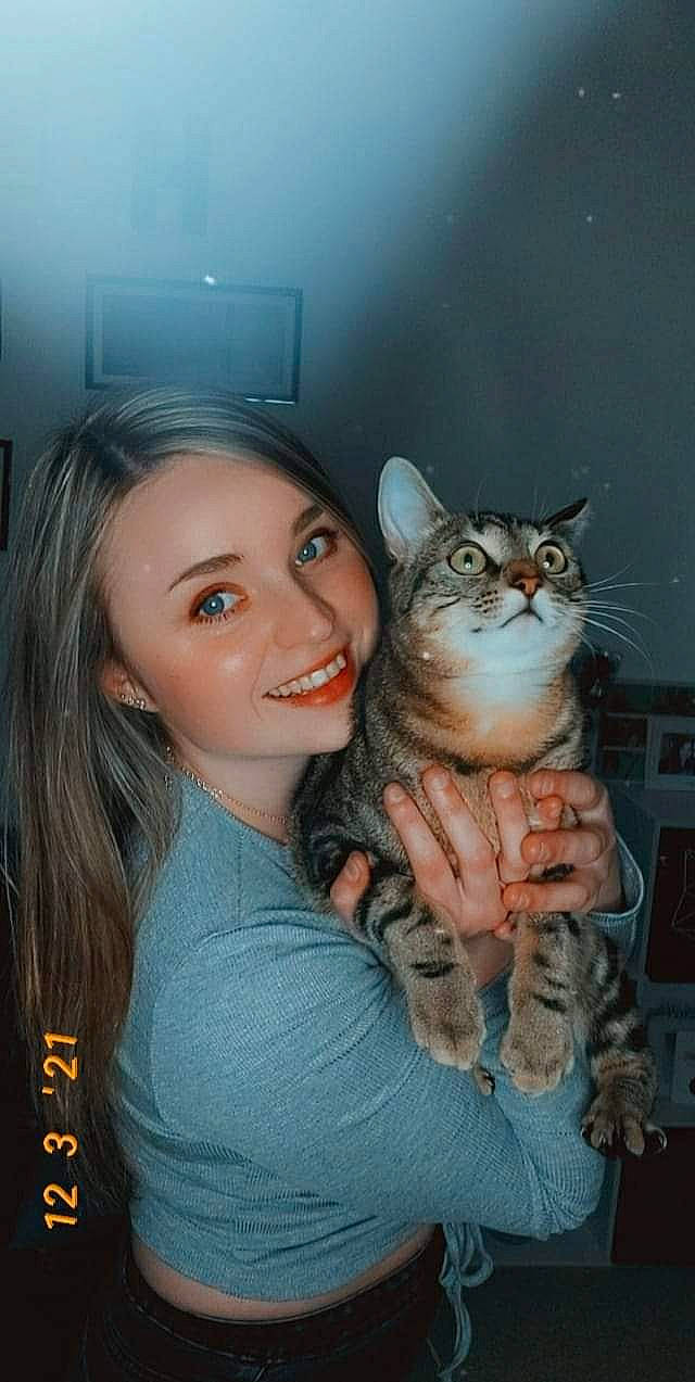 Kyah participe au concours pour gagner de l'argent avec cette photo : carnivore, cat, domestic_short_haired_cat, eye, fawn, felidae, flash_photography, fur, hair, happy, iris, lip_gloss, mammal, paw, recreation, sitting, small_to_medium_sized_cats, smile, t_shirt, whiskers