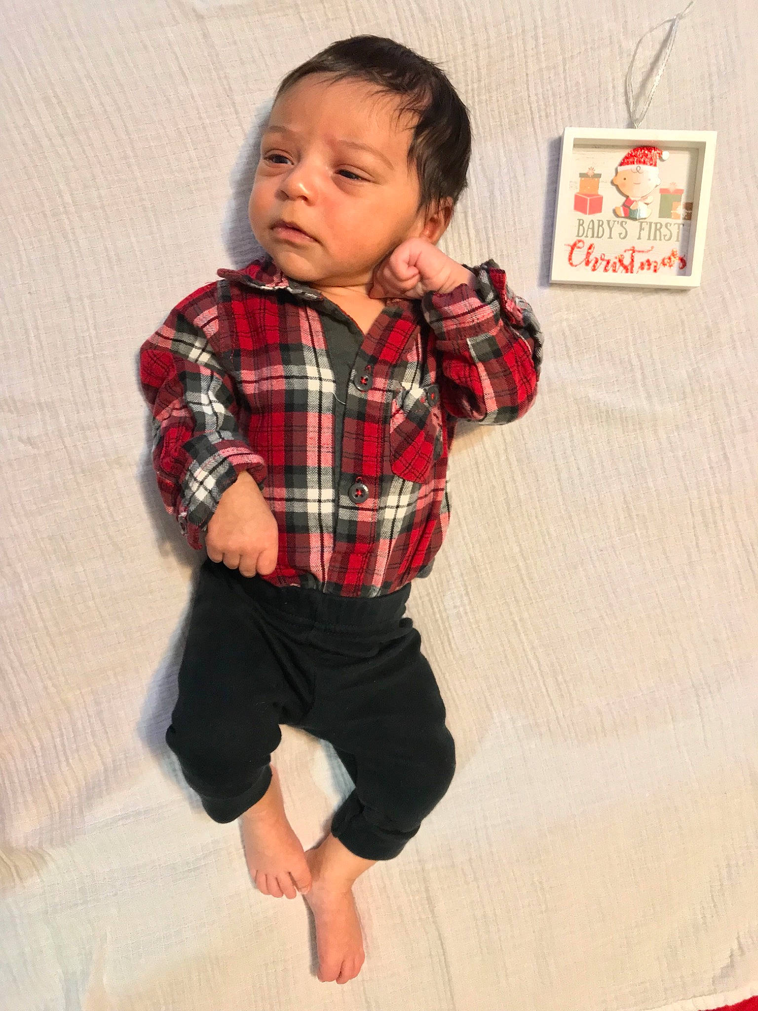 Wesley joined the competition — help win amazing prizes! boy, child, design, material, outerwear, pattern, person, plaid, product, sleeve, t_shirt, tartan, textile, toddler