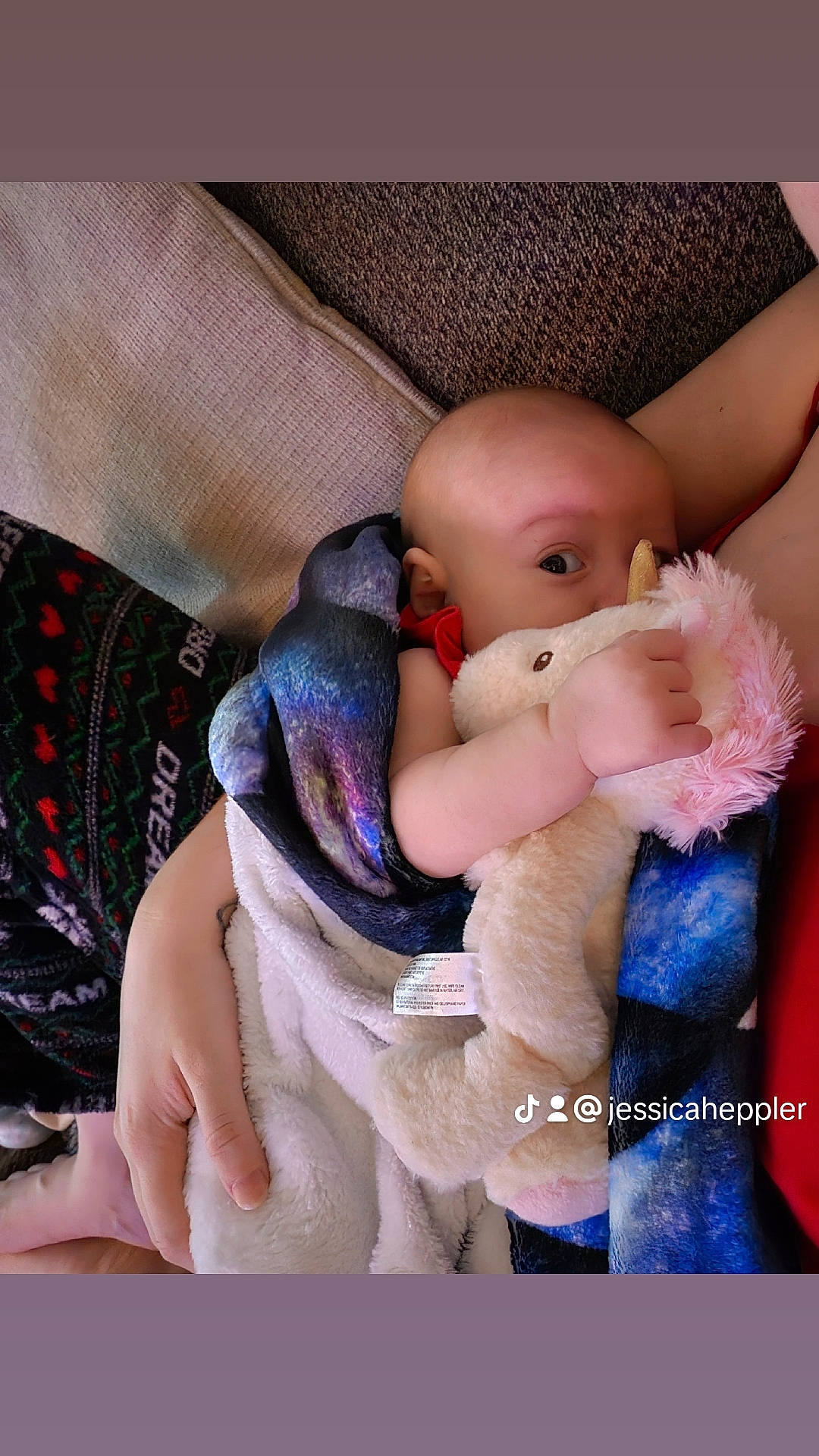 Saphira is registered to the contest to win money with this photo: abdomen, baby, baby_sleeping, baby_toddler_clothing, chest, child, comfort, doll, eyelash, finger, iris, linens, nail, person, purple, stuffed_toy, thumb, toy, trunk, violet