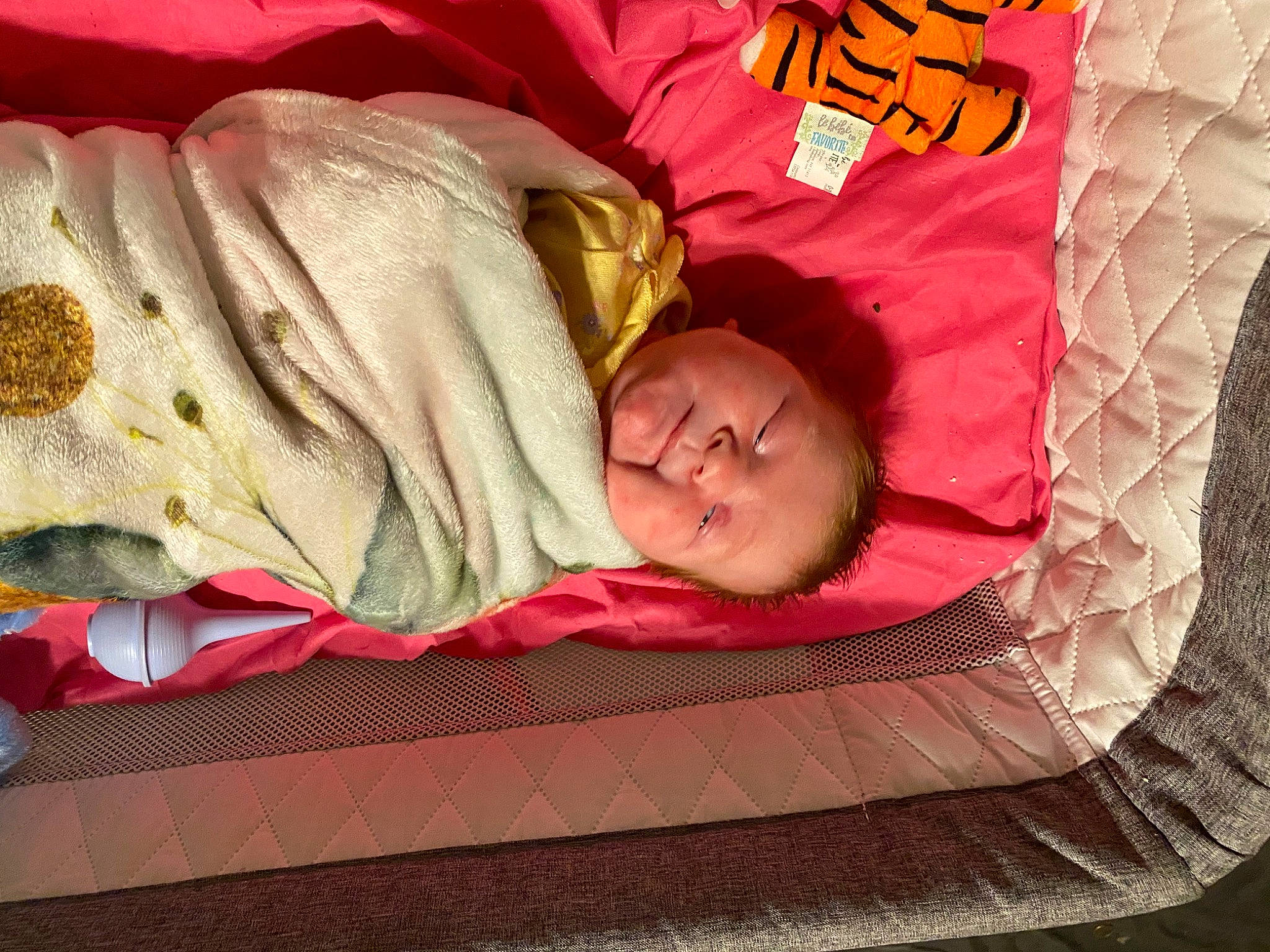 Jullianna is registered to the contest to win money with this photo: baby, baby_products, baby_sleeping, baby_toddler_clothing, bed_sheet, bedding, bedtime, blanket, carmine, child, comfort, linens, magenta, nap, person, pink, room, sleep, textile, toddler