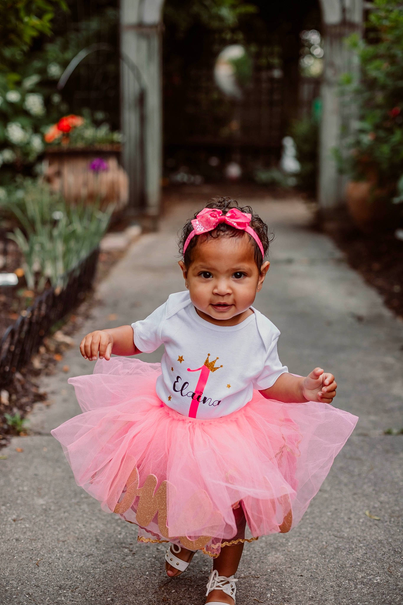 Elaina joined the competition — help win amazing prizes! baby, baby_toddler_clothing, child, costume, dress, event, fun, grass, happy, headgear, headpiece, headwear, leisure, magenta, person, petal, pink, plant, recreation, smile