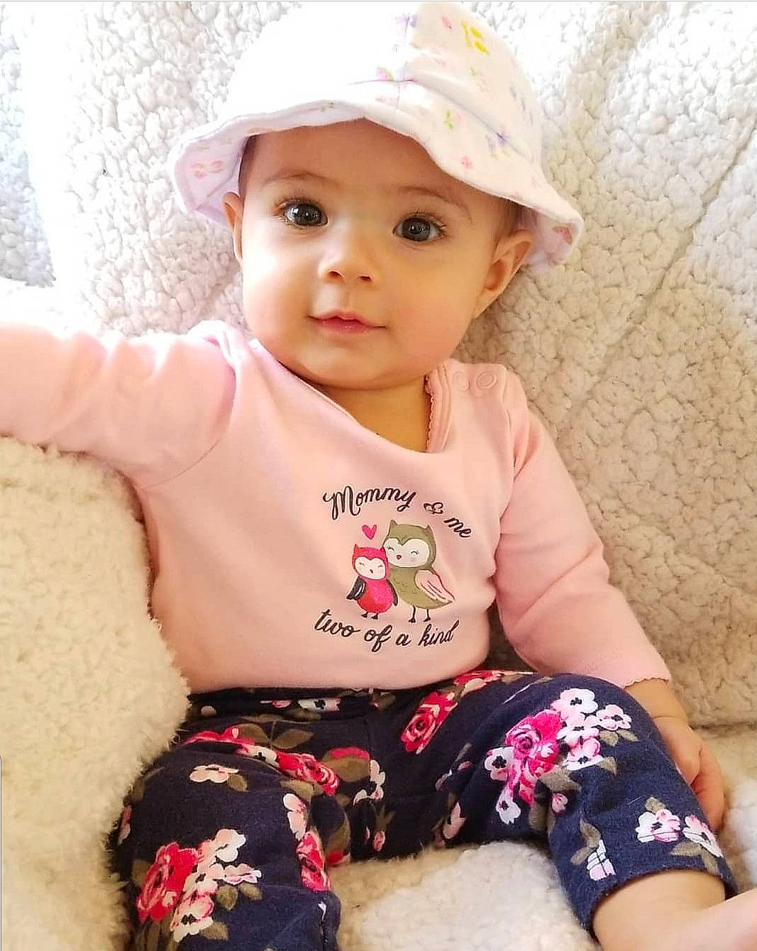 Miabella joined the competition — help win amazing prizes! baby, baby_products, baby_toddler_clothing, child, child_model, clothing, hat, headgear, headwear, person, pink, product, skin, sleeve, toddler