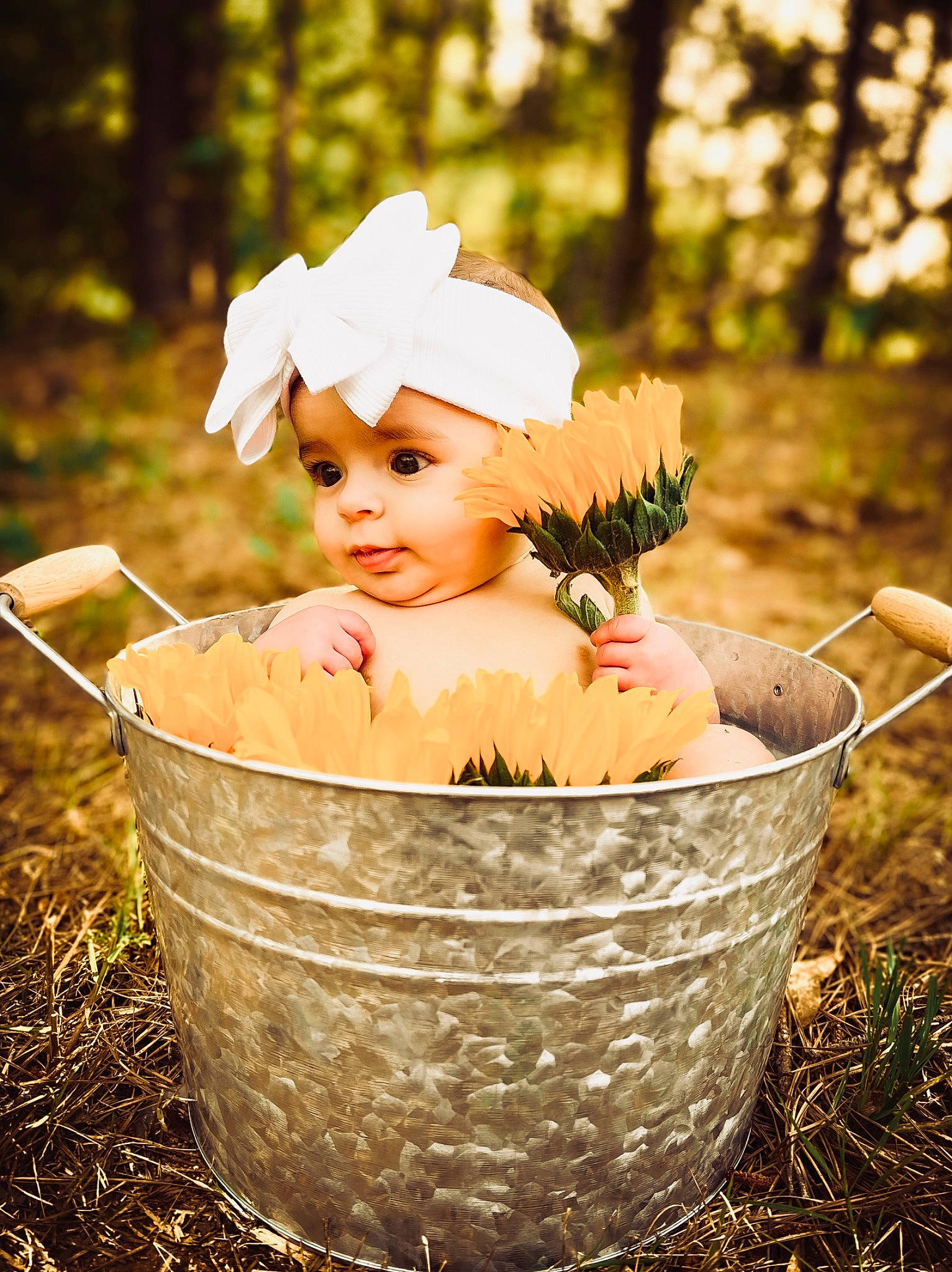 Emelie Giselle is registered to the contest to win money with this photo: baby, baby_toddler_clothing, basket, child, event, fashion_accessory, grass, hair_accessory, happy, headpiece, headwear, jewellery, mammal, nature, people_in_nature, person, plant, stock_photography, storage_basket, sunlight