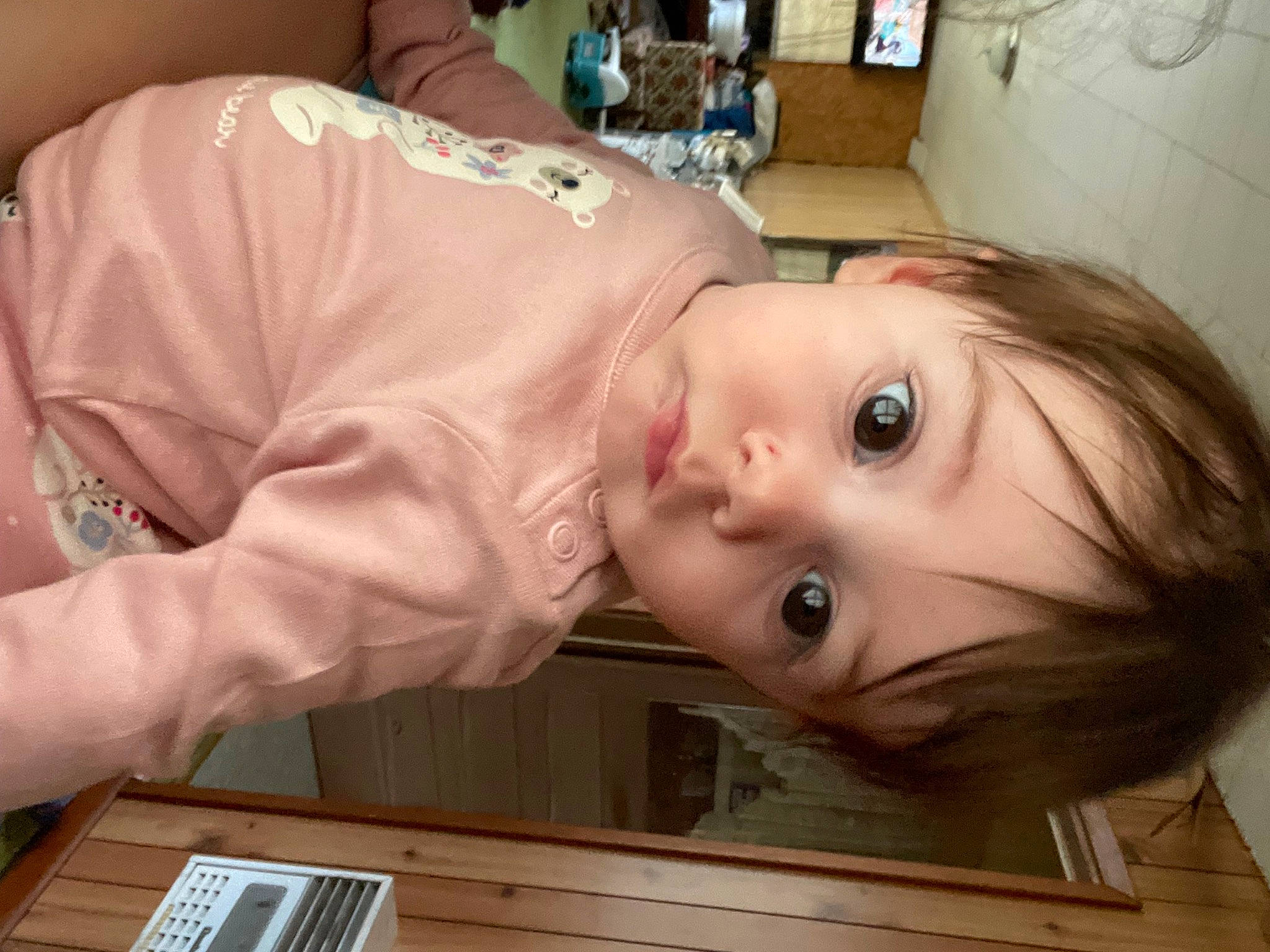 Alice joined the competition — help win amazing prizes! baby, cheek, child, eyelash, flooring, fun, hair_coloring, happy, lip, mouth, nose, person, portrait_photography, room, sitting, skin, throat, toddler, wood