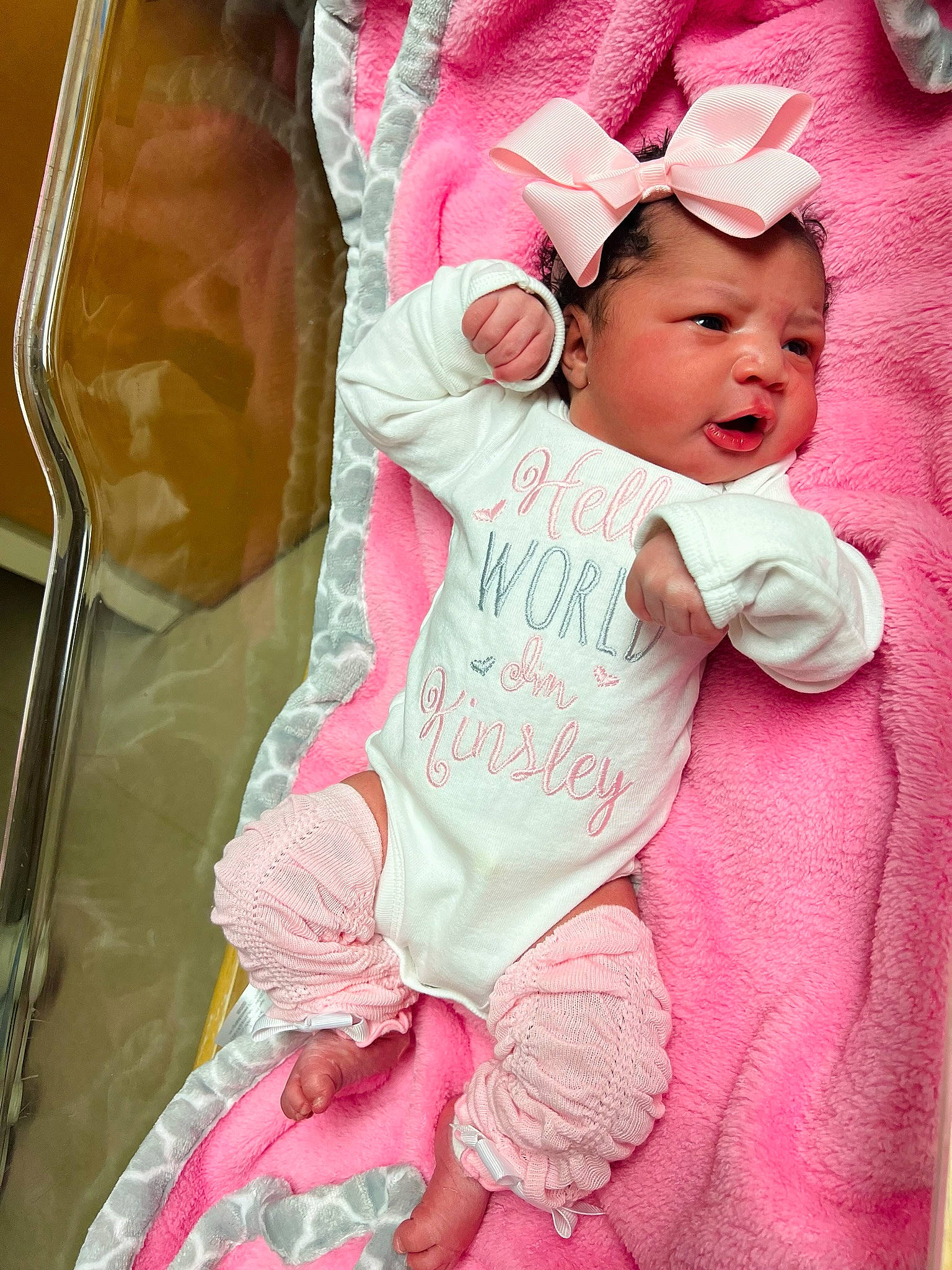 Kinsley joined the competition — help win amazing prizes! baby, baby_products, baby_sleeping, baby_toddler_clothing, cap, cheek, child, comfort, fashion_accessory, happy, linens, lip, magenta, pattern, peach, person, pink, skin, sleeve, textile