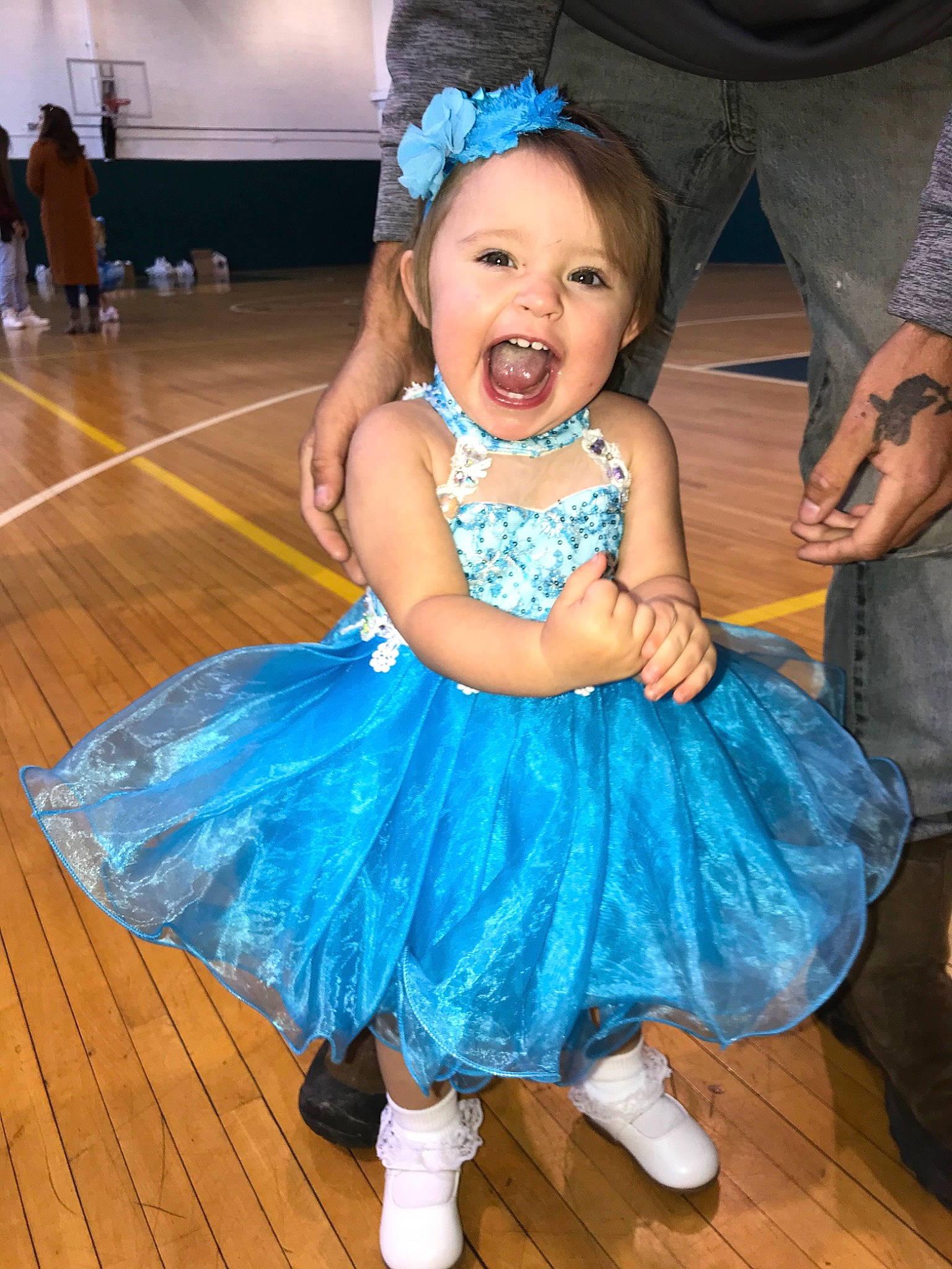 Amilia joined the competition — help win amazing prizes! ballet_tutu, blue, child, clothing, costume, dance, dress, event, fun, happy, party, person, smile, toddler