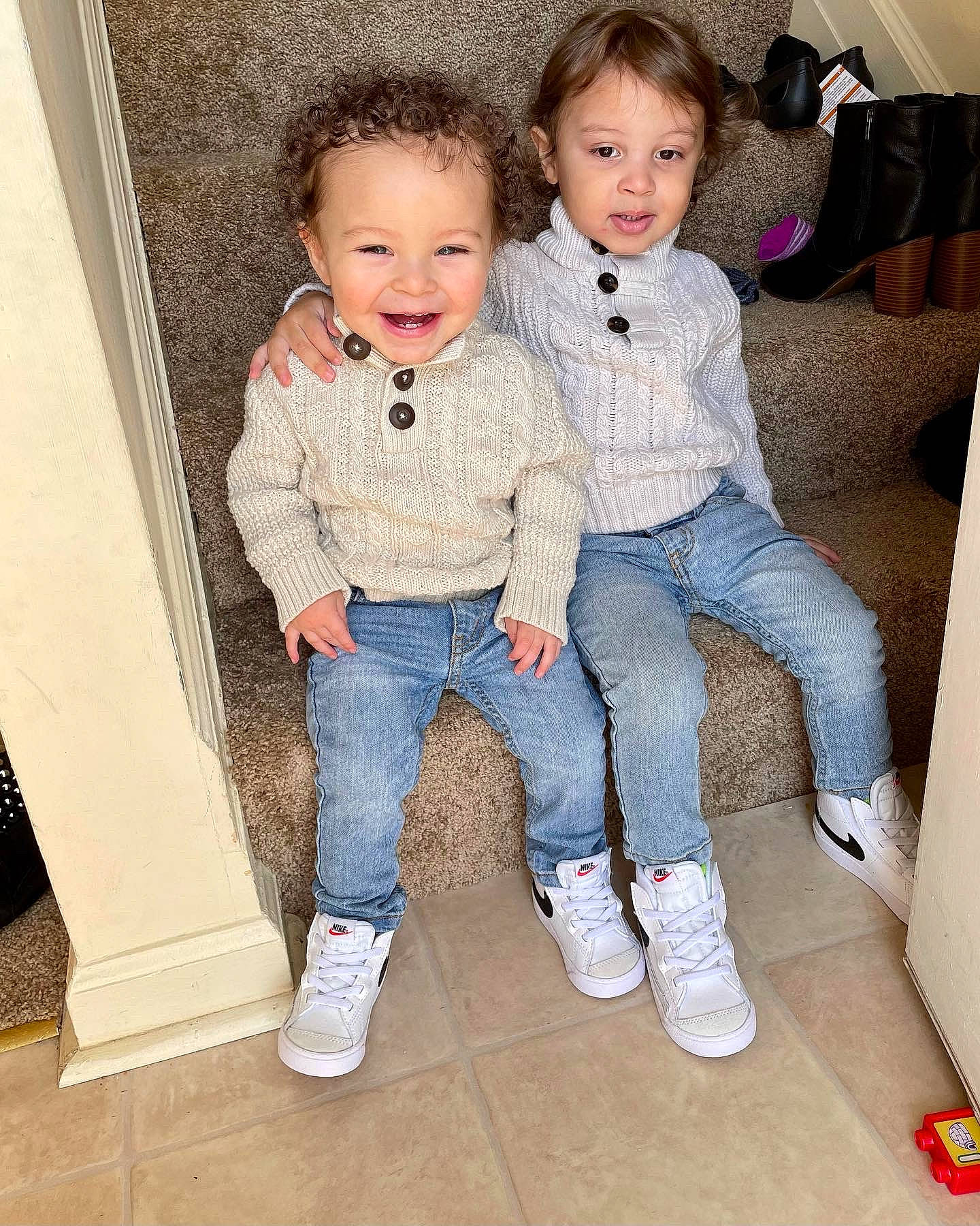 Zakien joined the competition — help win amazing prizes! baby_toddler_clothing, cheek, eye, face, gesture, hair, happy, head, iris, jeans, joy, leg, mammal, nose, organ, person, skin, sleeve, smile, standing