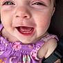 Tamara joined the competition — help win amazing prizes! baby, smiling, close_up, face, child, purple_dress, cute, happy, teeth, skin, arm, sleeveless, pattern, infant, joyful, eyes, mouth, person, clothing, young