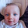 Lyssandro a rejoint le concours — aidez-le/la à gagner de superbes lots ! baby, blue_eyes, child, close_up, cute, expression, face, head_and_shoulders, indoors, infant, looking_at_camera, patterned_cushion, portrait, seated, skin, small_hair_tuft, smiling, soft_lighting, white_clothing, young_child