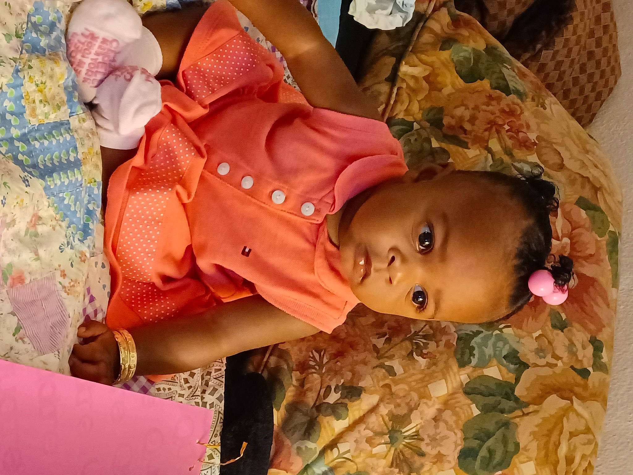 Mo'Nae joined the competition — help win amazing prizes! baby, baby_products, baby_toddler_clothing, cheek, child, clock, event, happy, hat, linens, pattern, peach, person, pink, room, skin, toddler, tree, watch