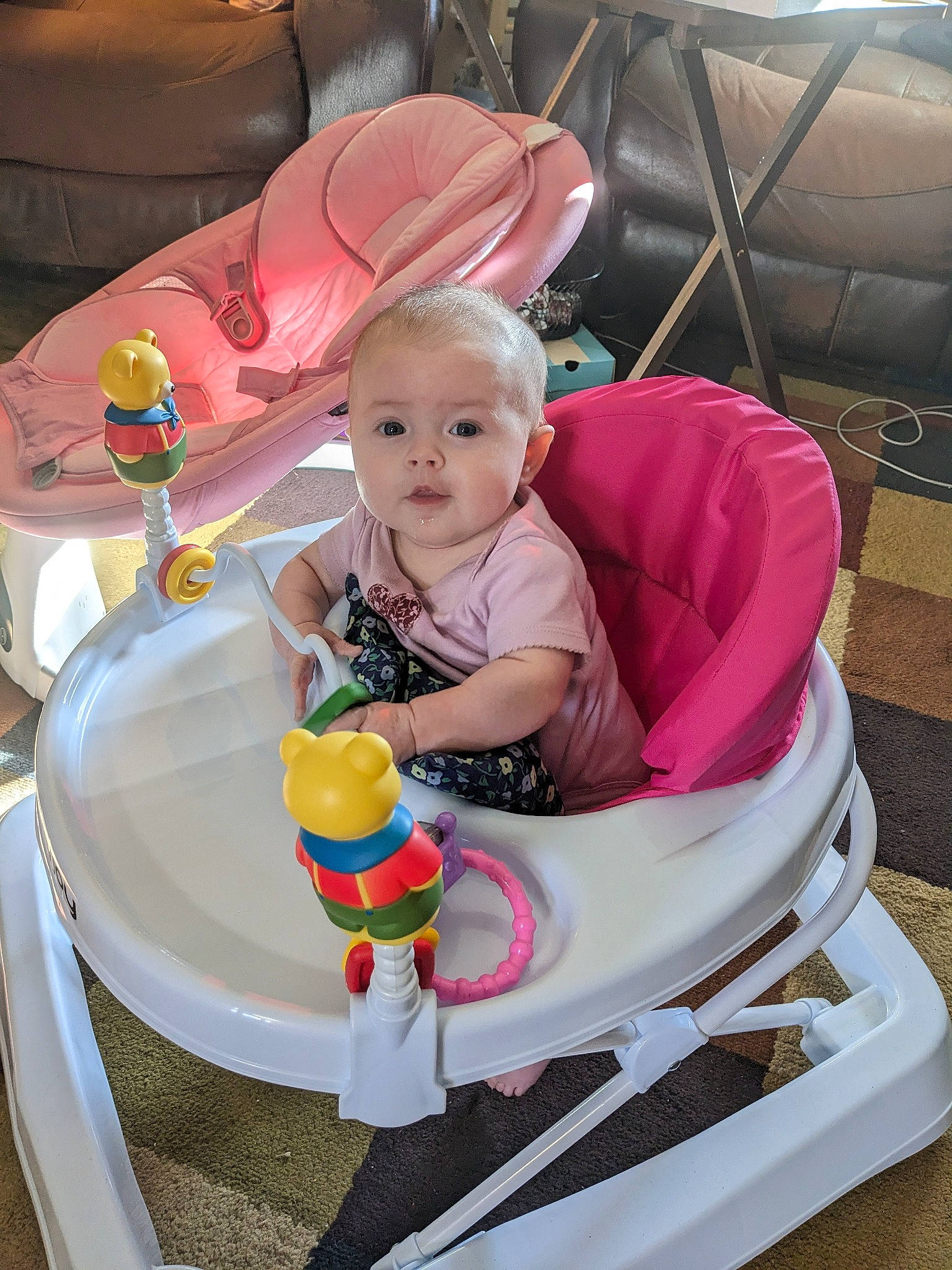 Eleanora is registered to the contest to win money with this photo: baby, baby_products, baby_toddler_clothing, baby_toys, chair, child, drinkware, event, fun, hat, leisure, person, pink, plastic, play, recreation, sitting, table, toddler, toy