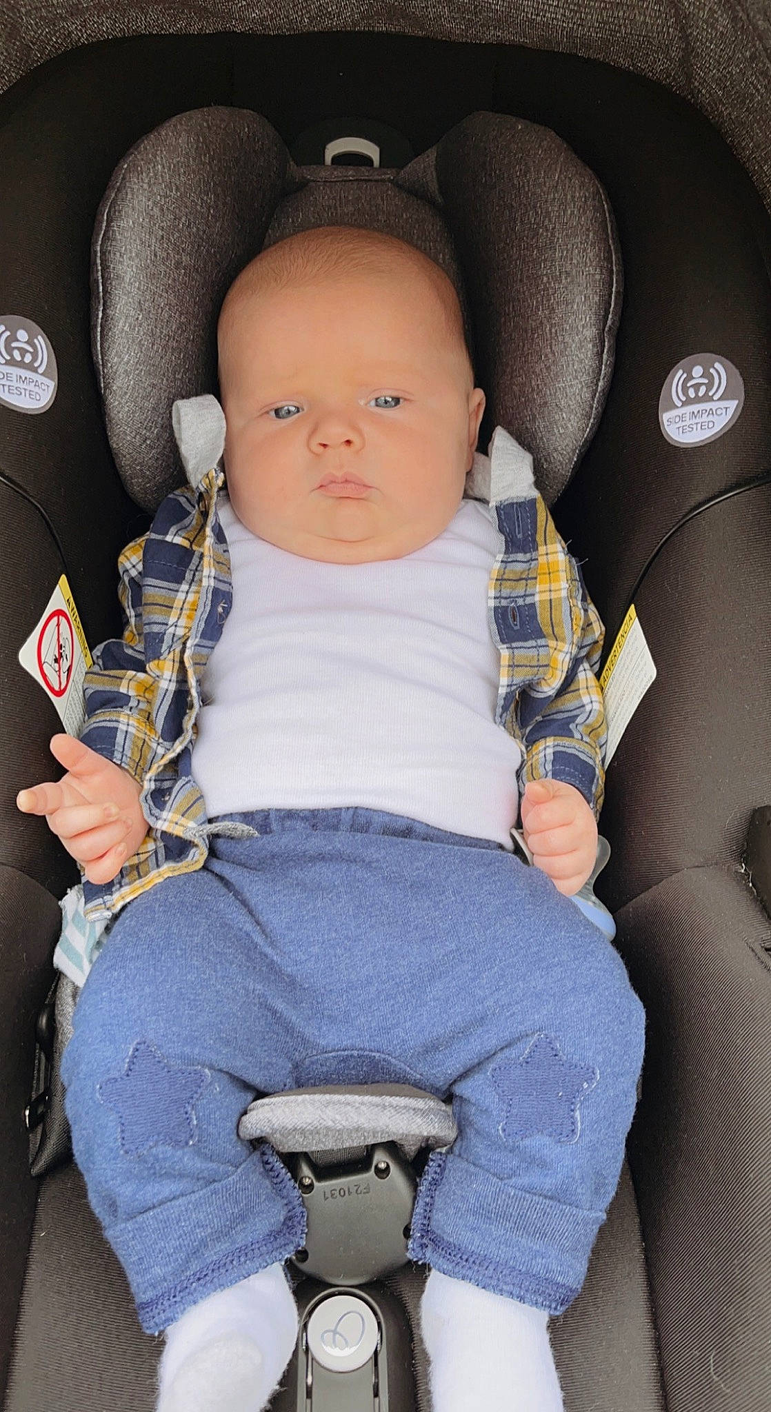 Alaric joined the competition — help win amazing prizes! arm, auto_part, baby, baby_carriage, baby_in_car_seat, baby_toddler_clothing, car_seat, car_seat_cover, child, comfort, electric_blue, lap, person, seat_belt, sitting, steering_wheel, thigh, tire, toddler, wheel