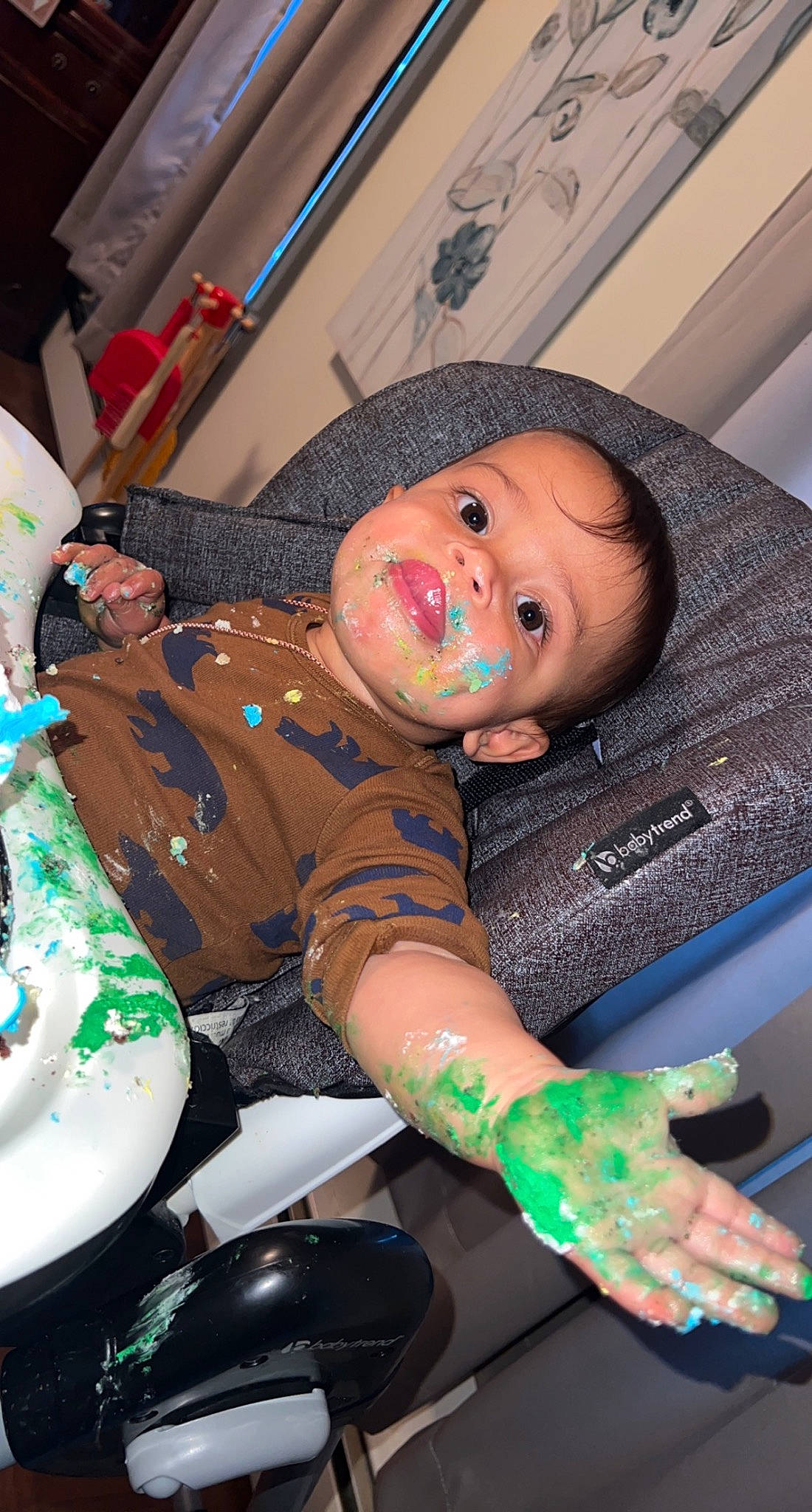 Nathaniel joined the competition — help win amazing prizes! bracelet, child, event, flesh, fun, hairstyle, human_leg, mouth, party, pattern, person, personal_protective_equipment, room, sitting, thigh, toddler, vehicle_door