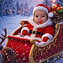 Evanna a rejoint le concours — aidez-le/la à gagner de superbes lots ! baby, celebration, child, christmas, cute, festive, forest, fur_trim, holiday, outdoor, pacifier, portrait, presents, red_clothing, reindeer, santa_claus, sleigh, snow, snowfall, winter