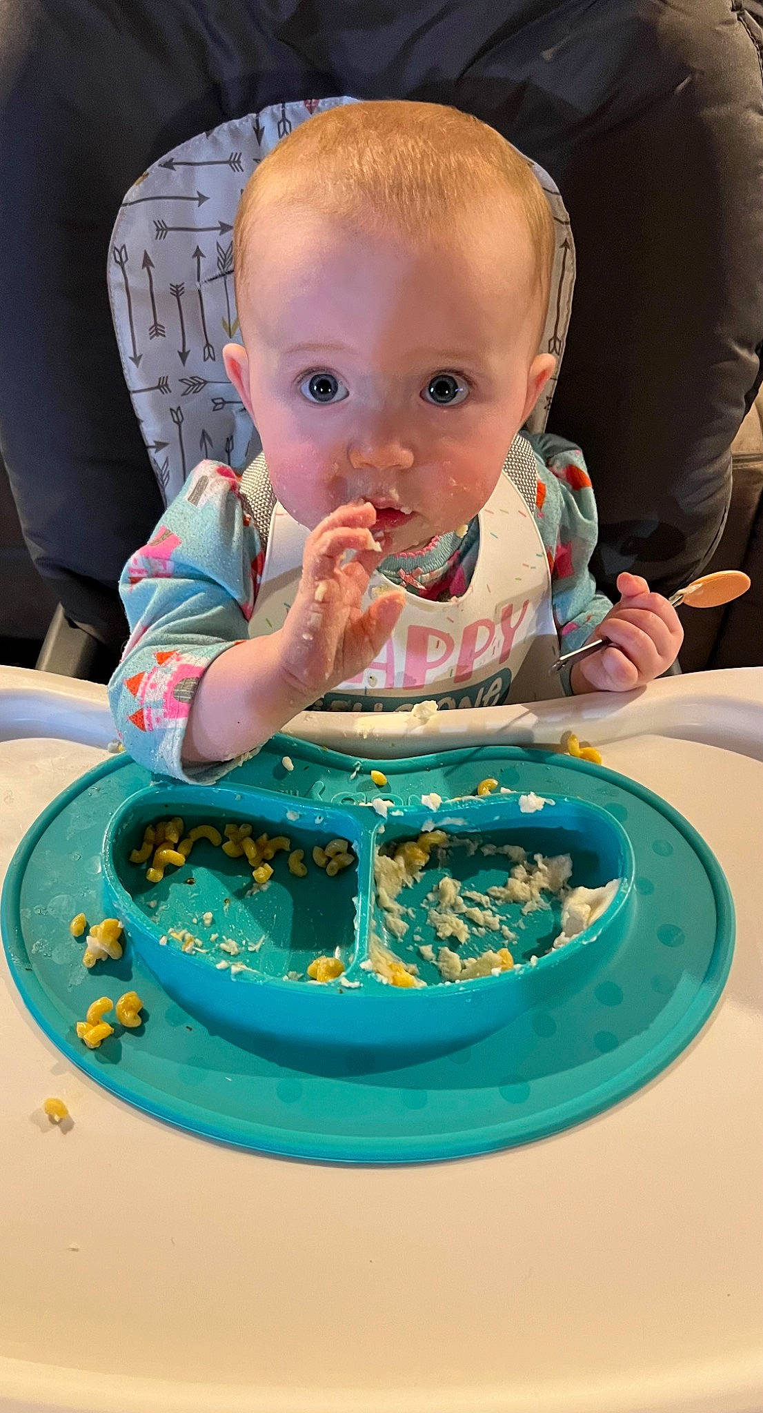 Katarina joined the competition — help win amazing prizes! baby, baby_playing_with_food, blue, chair, child, cuisine, dessert, dish, dishware, drinkware, finger, food, food_craving, fun, ingredient, person, plate, sweetness, table, tableware