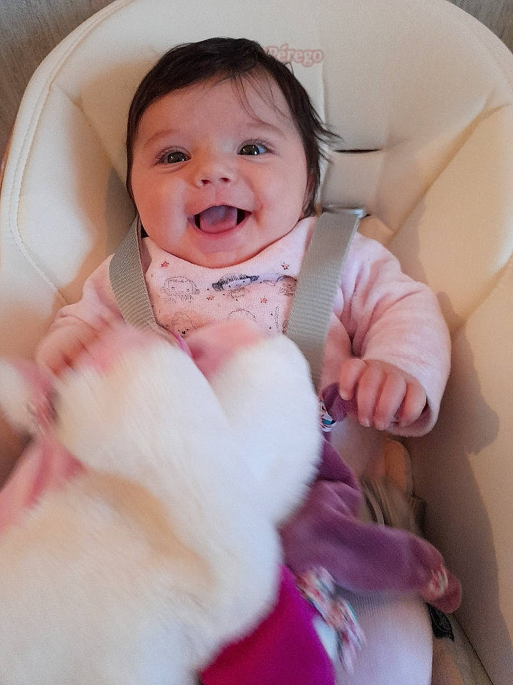 Camilia a rejoint le concours — aidez-le/la à gagner de superbes lots ! baby, baby_toddler_clothing, cheek, comfort, eye, eyelash, finger, gesture, happy, head, iris, lip, mouth, neck, nose, person, pink, skin, sleeve, smile