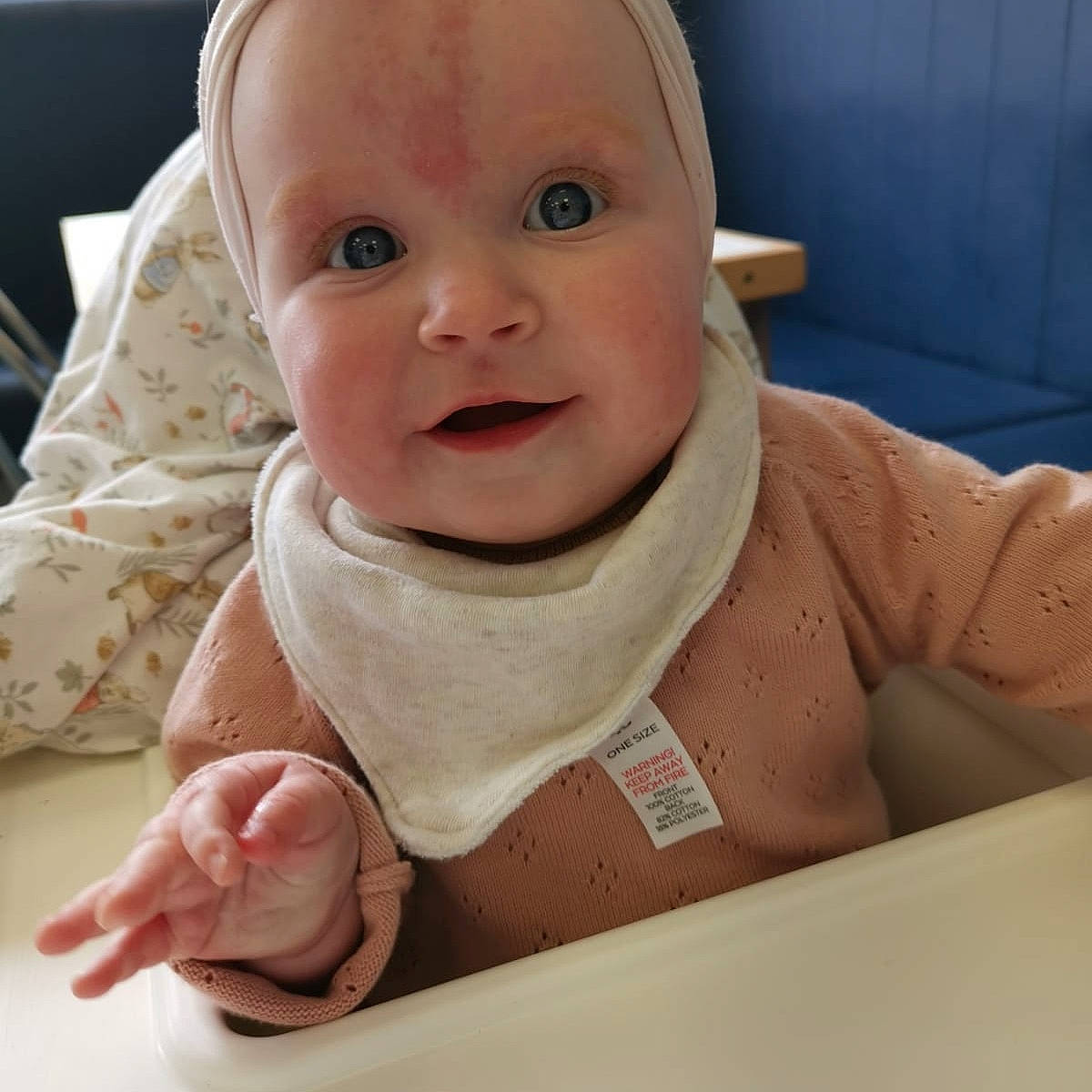 Maizie is registered to the contest to win money with this photo: baby, baby_laughing, baby_making_funny_faces, baby_toddler_clothing, cheek, child, collar, comfort, eye, face, finger, gesture, hand, happy, lip, nose, person, skin, sleeve, smile