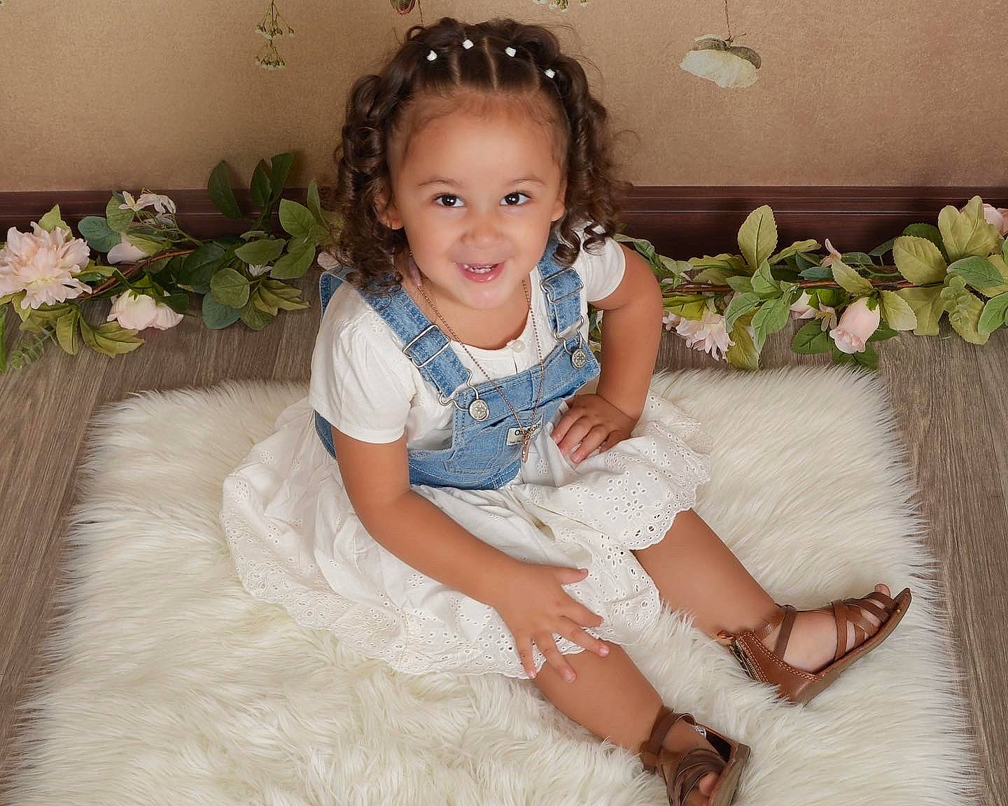 Mya joined the competition — help win amazing prizes! baby_toddler_clothing, dress, eye, facial_expression, flash_photography, flower, hair, hairstyle, hand, happy, head, iris, joy, person, plant, product, shoulder, skin, sleeve, smile