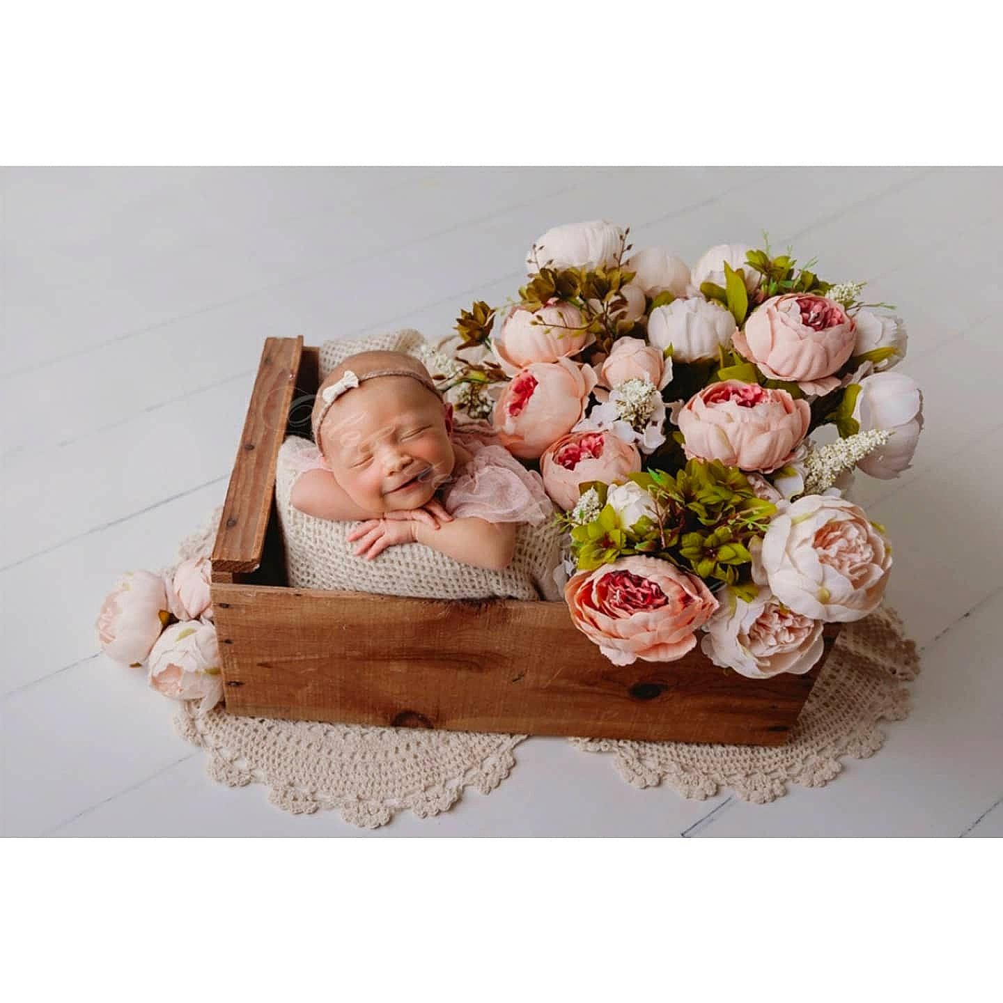 Adeleigh is registered to the contest to win money with this photo: baby, basket, bouquet, chair, cut_flowers, dishware, event, flower, flower_arranging, font, headpiece, headwear, person, petal, plant, product, rectangle, rose, rose_family, serveware