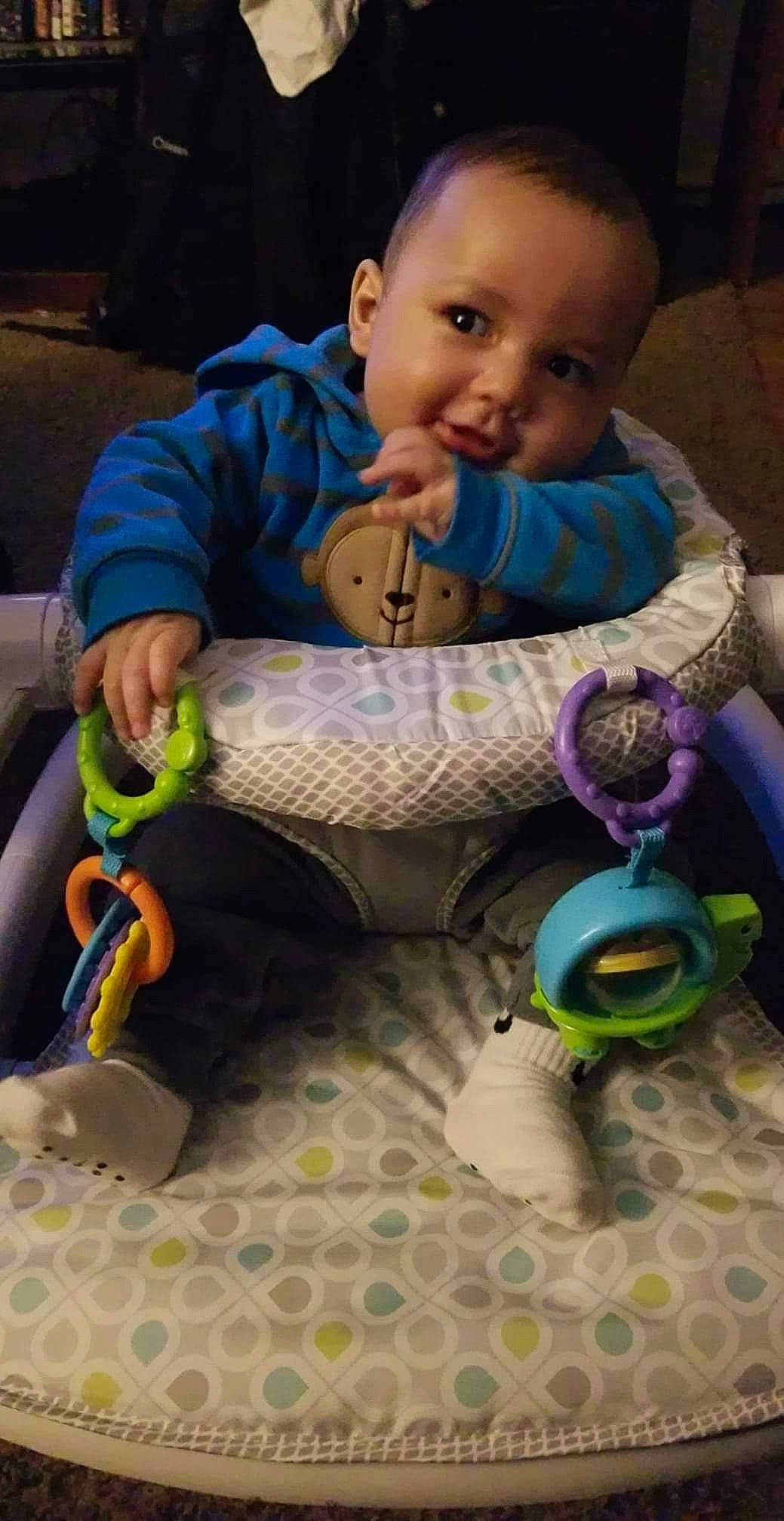 Jason joined the competition — help win amazing prizes! baby, baby_products, baby_toddler_clothing, baby_toys, cheek, child, face, fun, grass, happy, person, play, sitting, skin, snapshot, sock, stuffed_toy, textile, toddler, toy