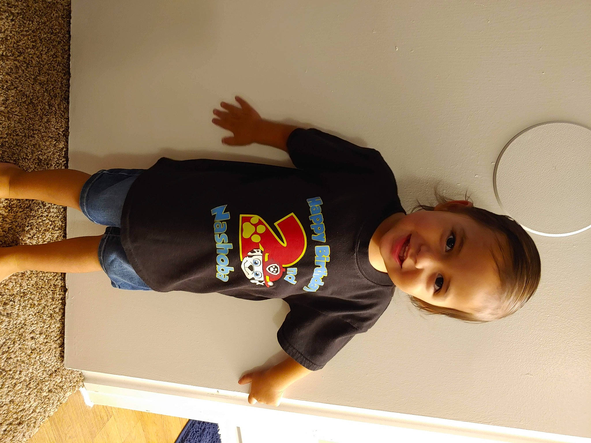 Jason joined the competition — help win amazing prizes! arm, balance, child, elbow, flooring, fun, happy, human_leg, joy, knee, person, room, sleeve, smile, sportswear, standing, t_shirt, thigh, toddler, waist