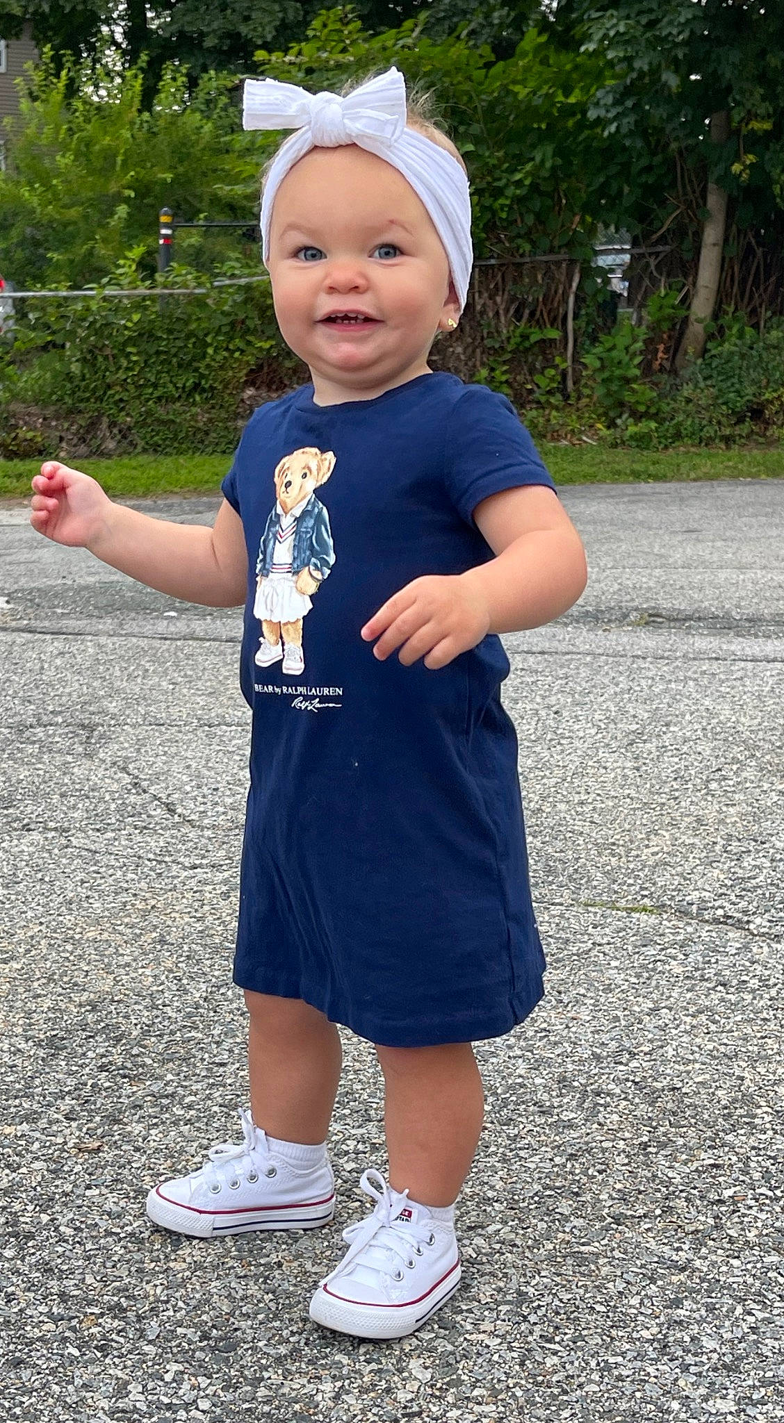 Kenzie joined the competition — help win amazing prizes! asphalt, baby, baby_toddler_clothing, child, clothing, electric_blue, fun, gesture, grass, happy, headwear, human_leg, joy, outerwear, pattern, person, recreation, sleeve, smile, standing