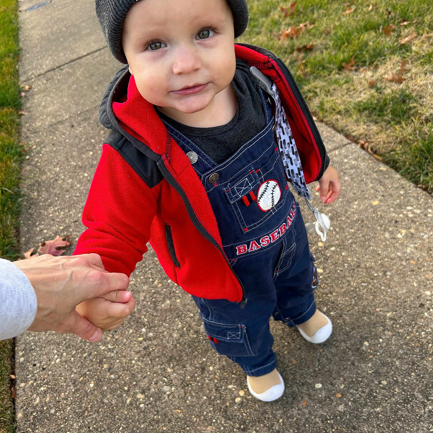 Kylan Bell joined the competition — help win amazing prizes! baby, bodypart, cap, clothing, coat, face, finger, grass, hand, hat, head, jacket, jeans, pants, path, person, photography, plant, portrait, walking